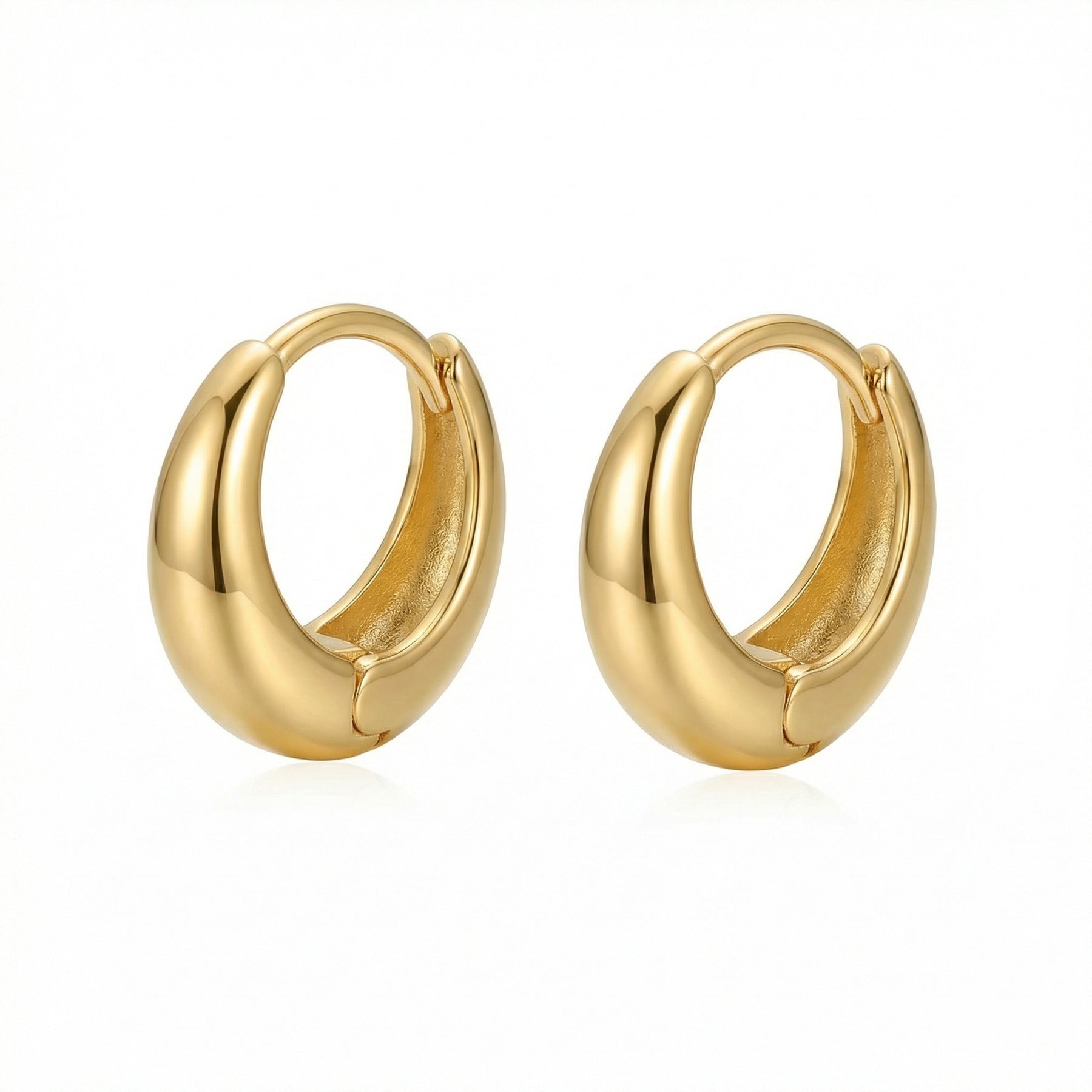Chunky Polished Huggie Hoop Earrings – sterling silver earrings
