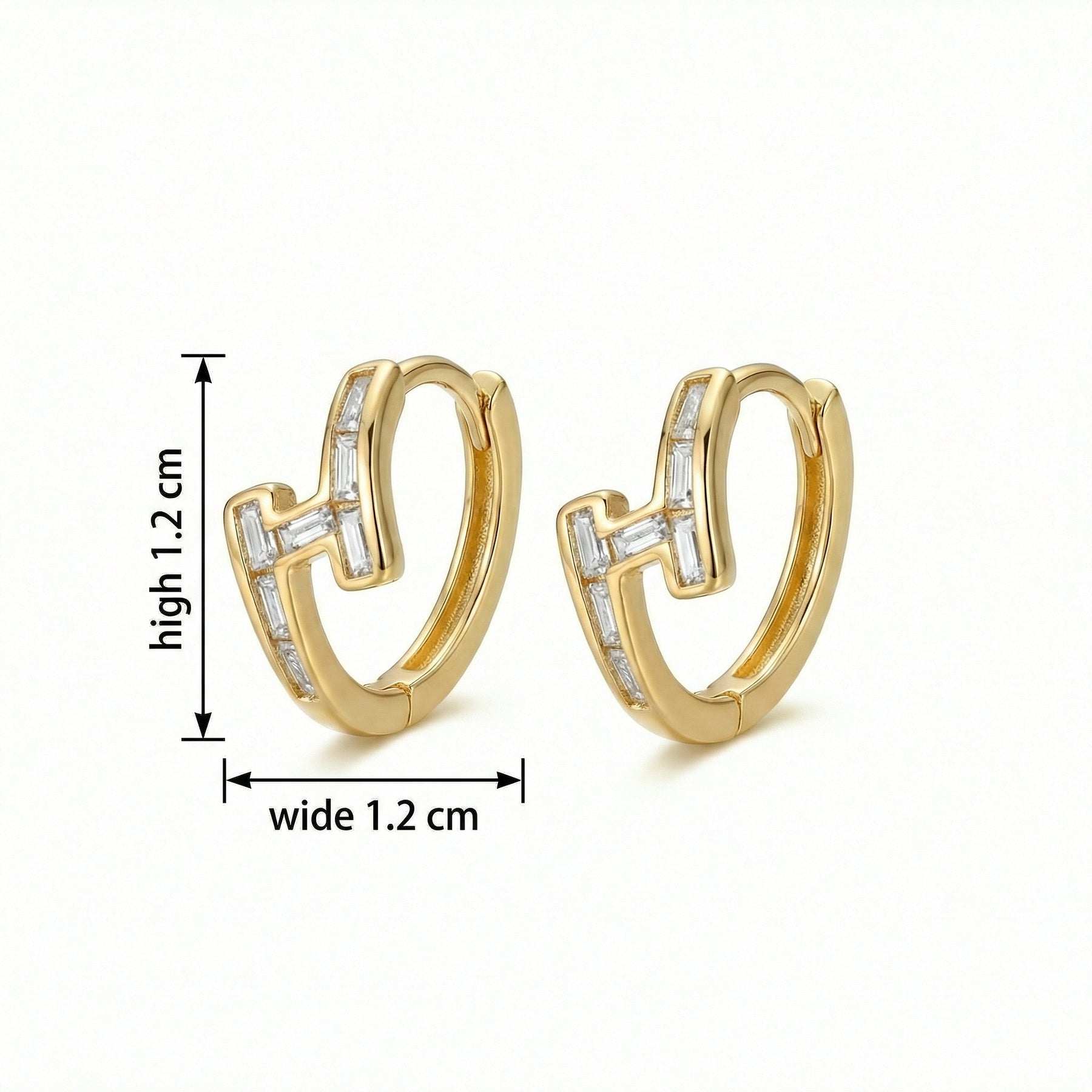 Baguette Interlocking Geometric Hoops – sterling silver earrings, front view