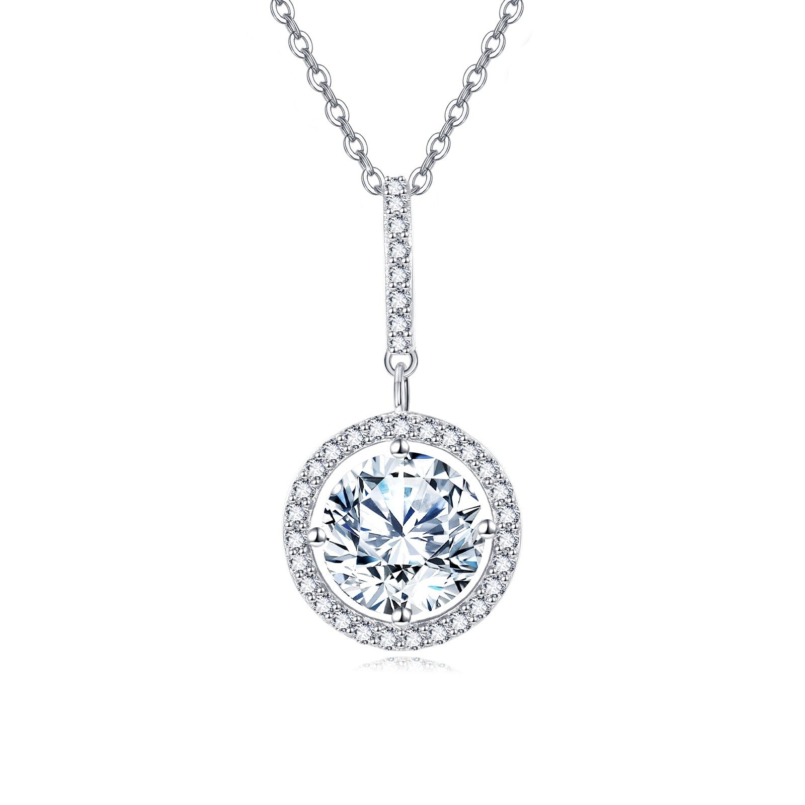 Sparkling stone Halo Solitaire Necklace – sparkling stone necklace