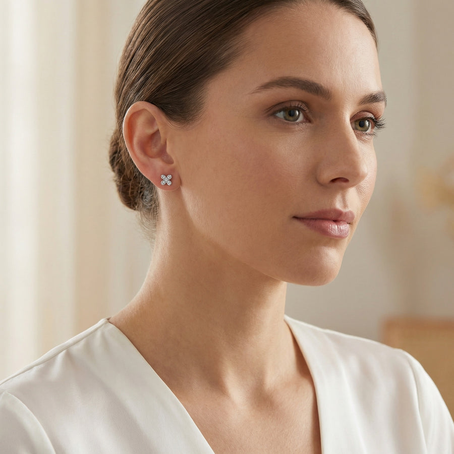 Flower Cross Stud Earrings – sterling silver earrings