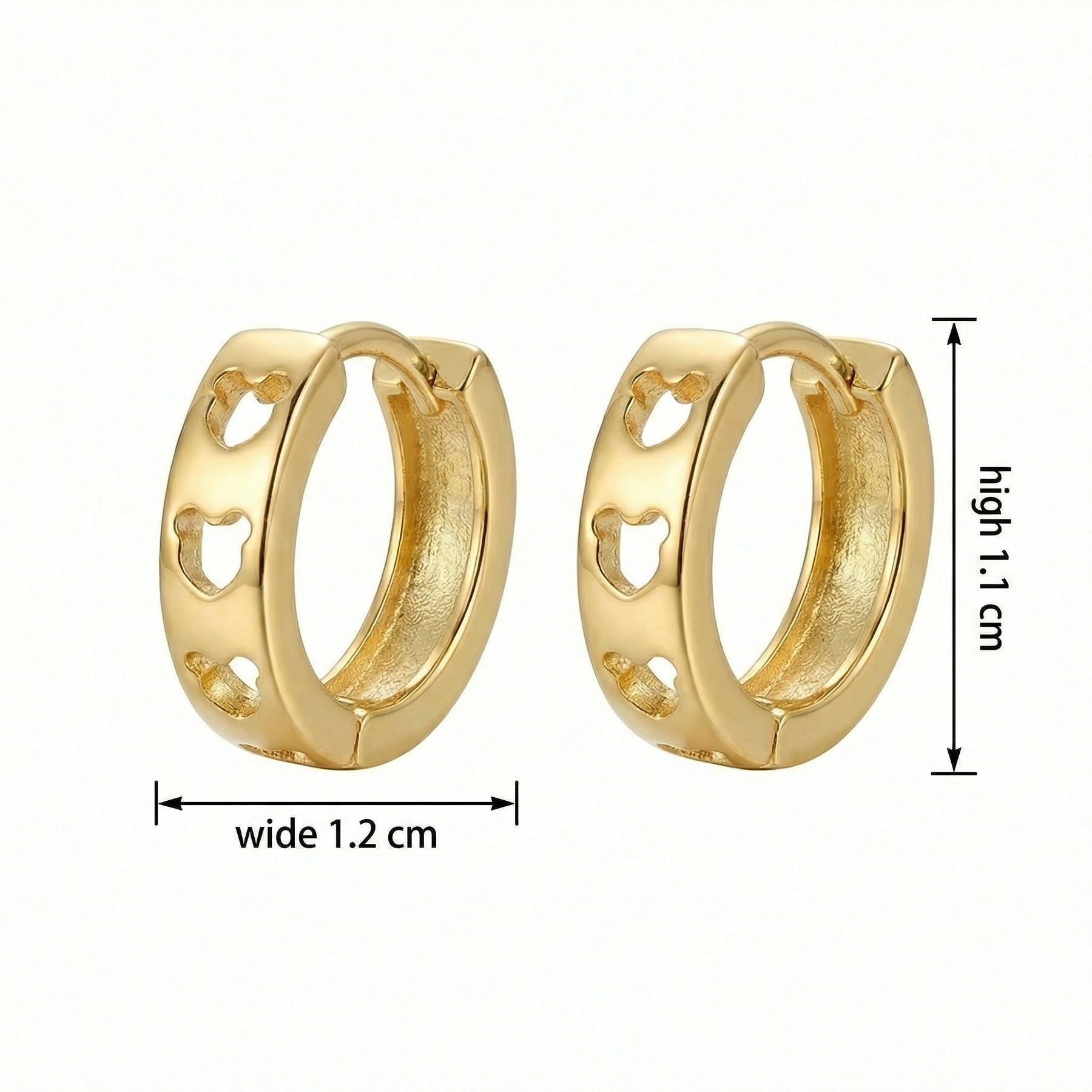 Teddy Bear Cutout Huggie Hoop Earrings – sterling silver earrings, front view