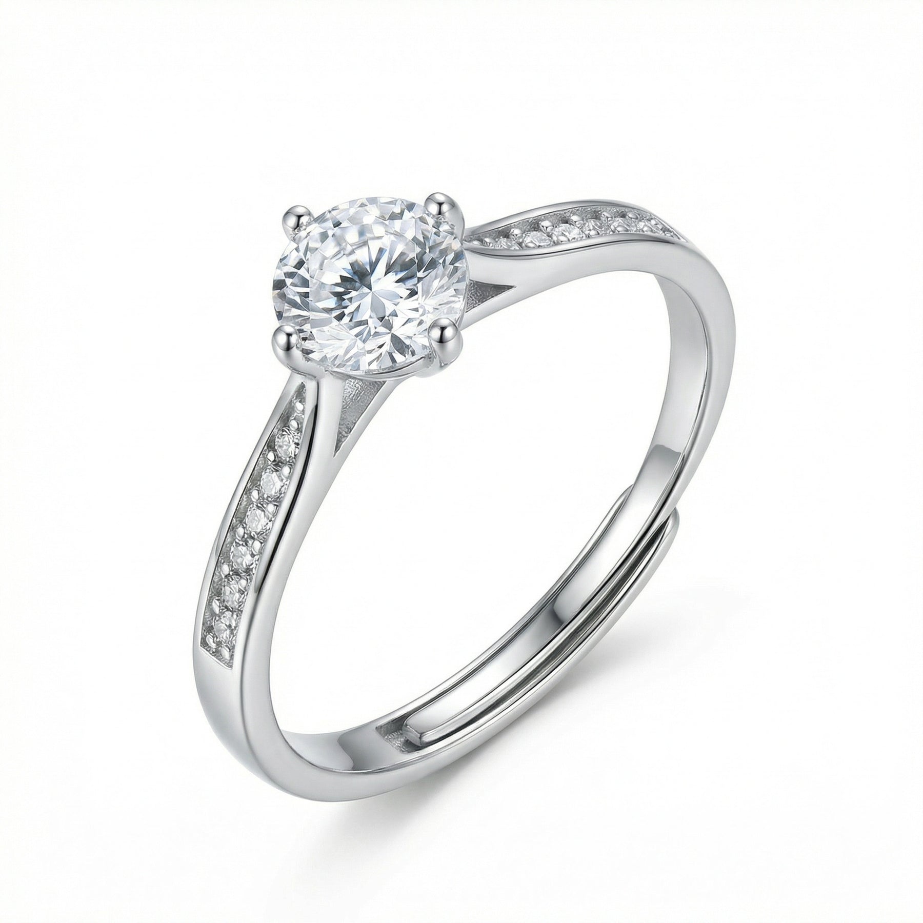 Round Solitaire Adjustable Ring – sterling silver ring