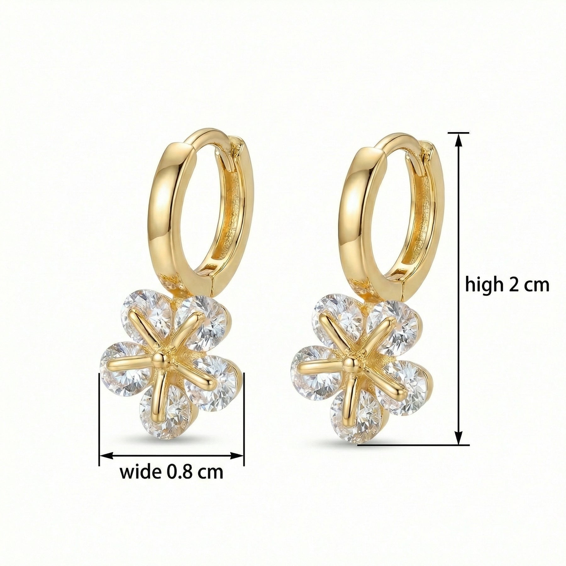 Floral Charm Huggie Hoop Earrings – sterling silver earrings, side detail