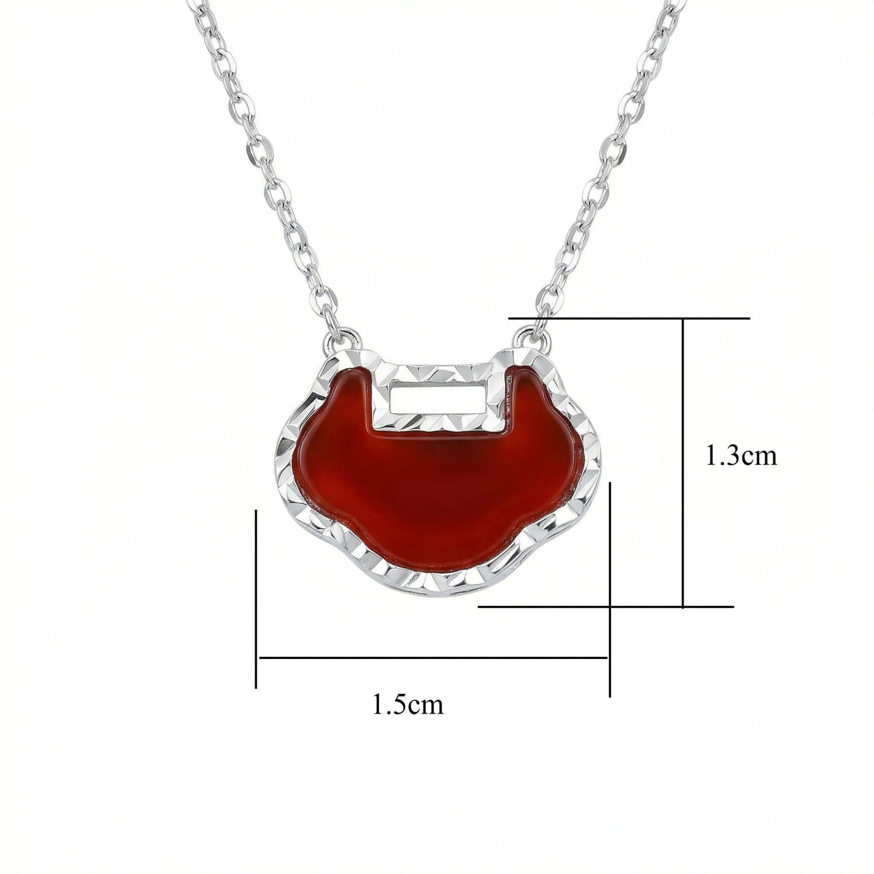 Red Carnelian Longevity Lock Necklace – carnelian necklace, front view
