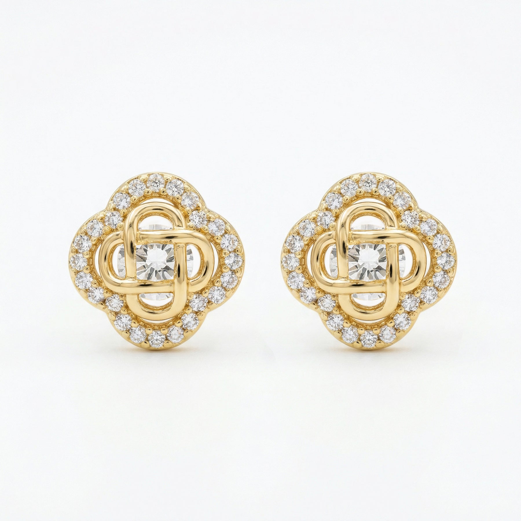Interlocking Quatrefoil Stud Earrings – sterling silver earrings, side detail