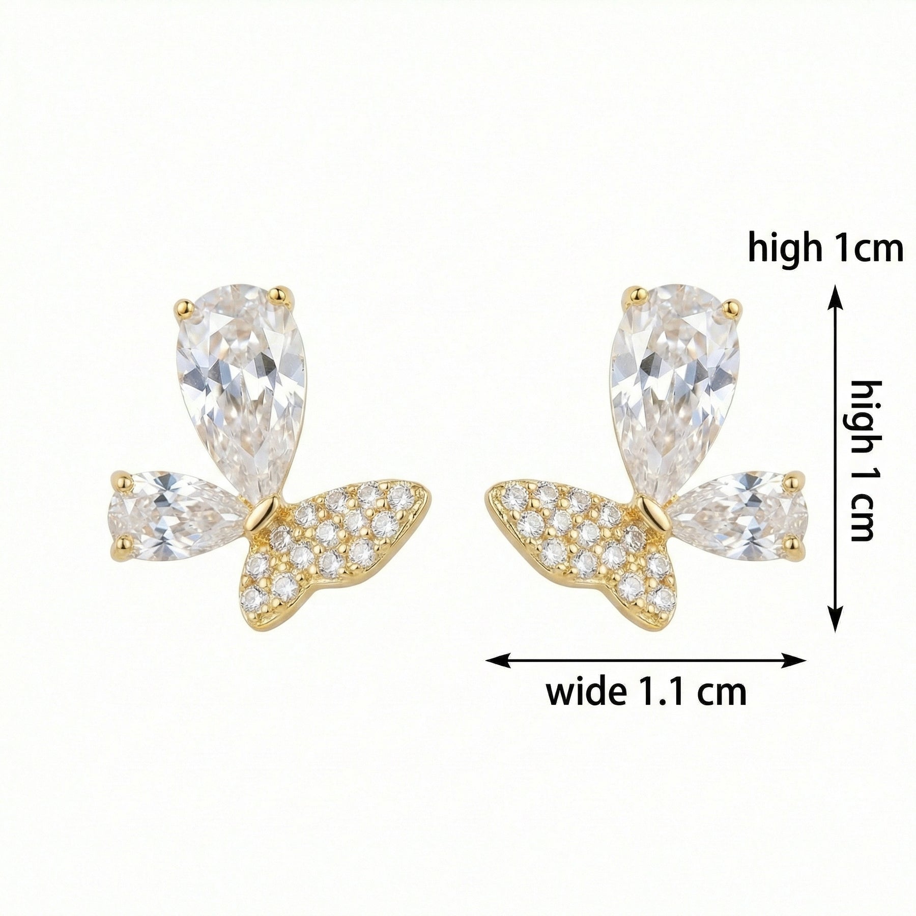 Butterfly Studs, Pear-Cut and Pavé – sterling silver earrings, close-up