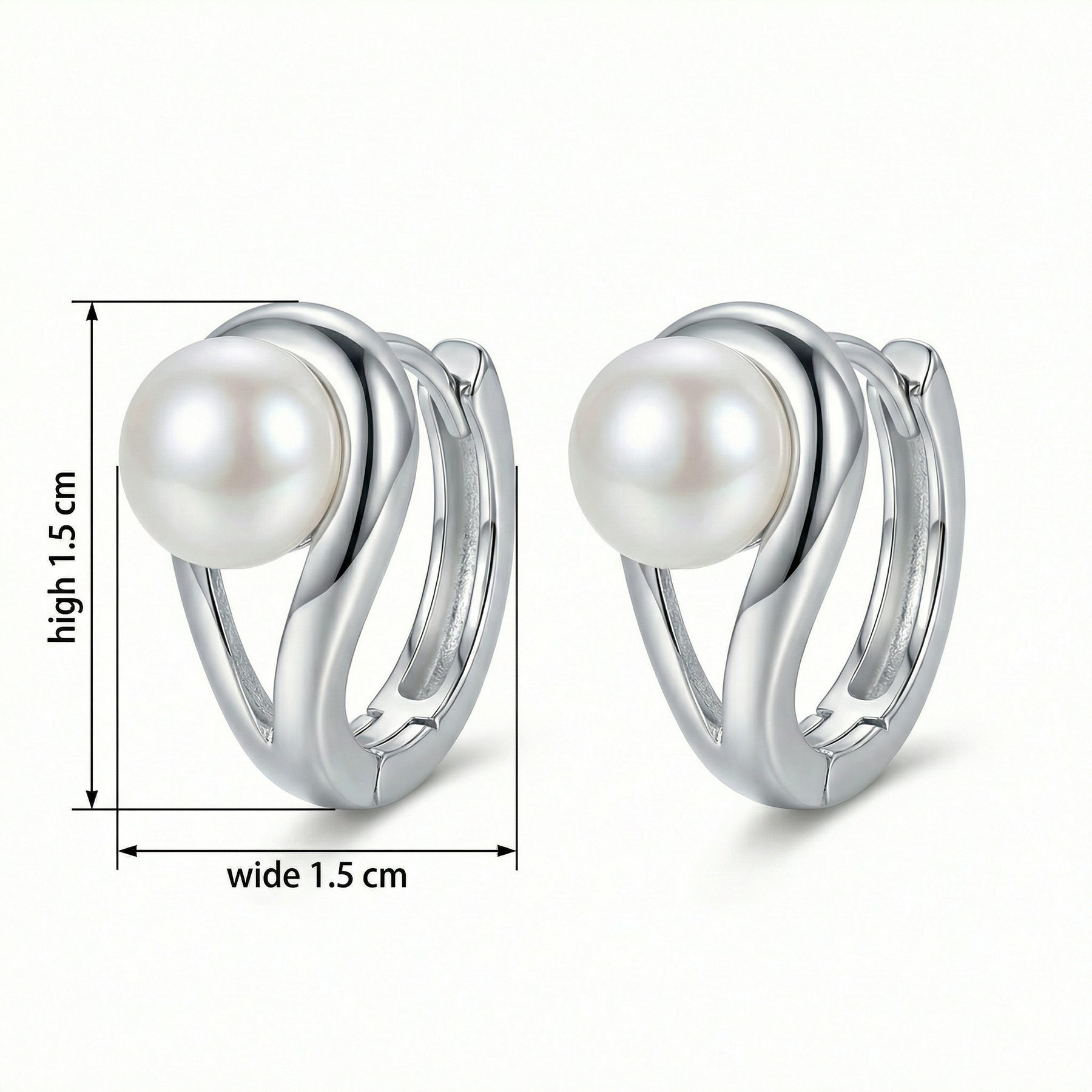 Silver Swirl Pearl Huggie Hoops – pearl earrings