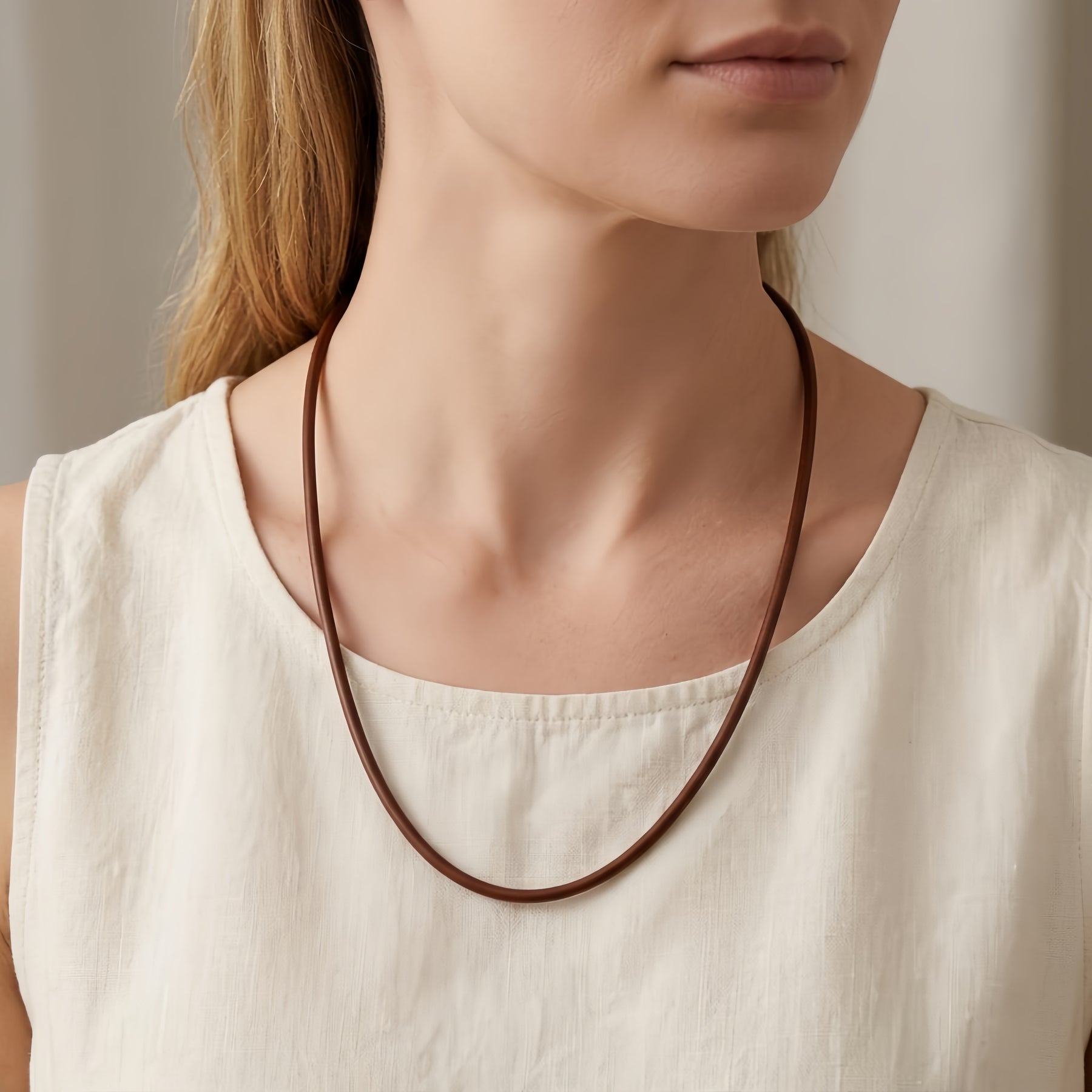 Brown Cord Necklace with S Charm – sterling silver necklace