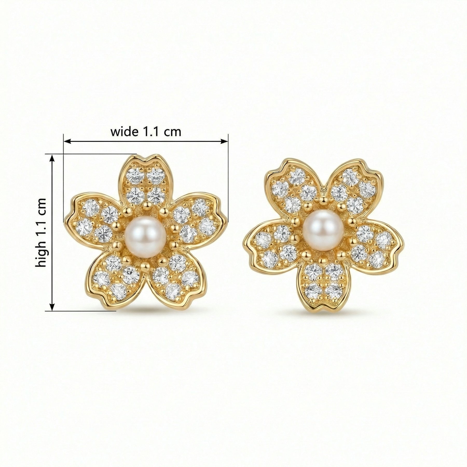 Pearl Cherry Blossom Stud Earrings – pearl earrings, front view