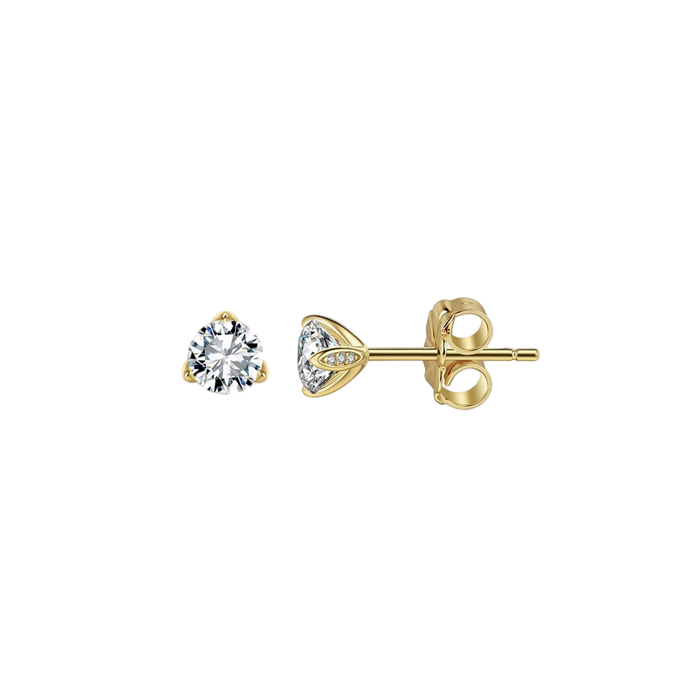 Gold-Tone Round Stud Earrings – sterling silver earrings, side detail