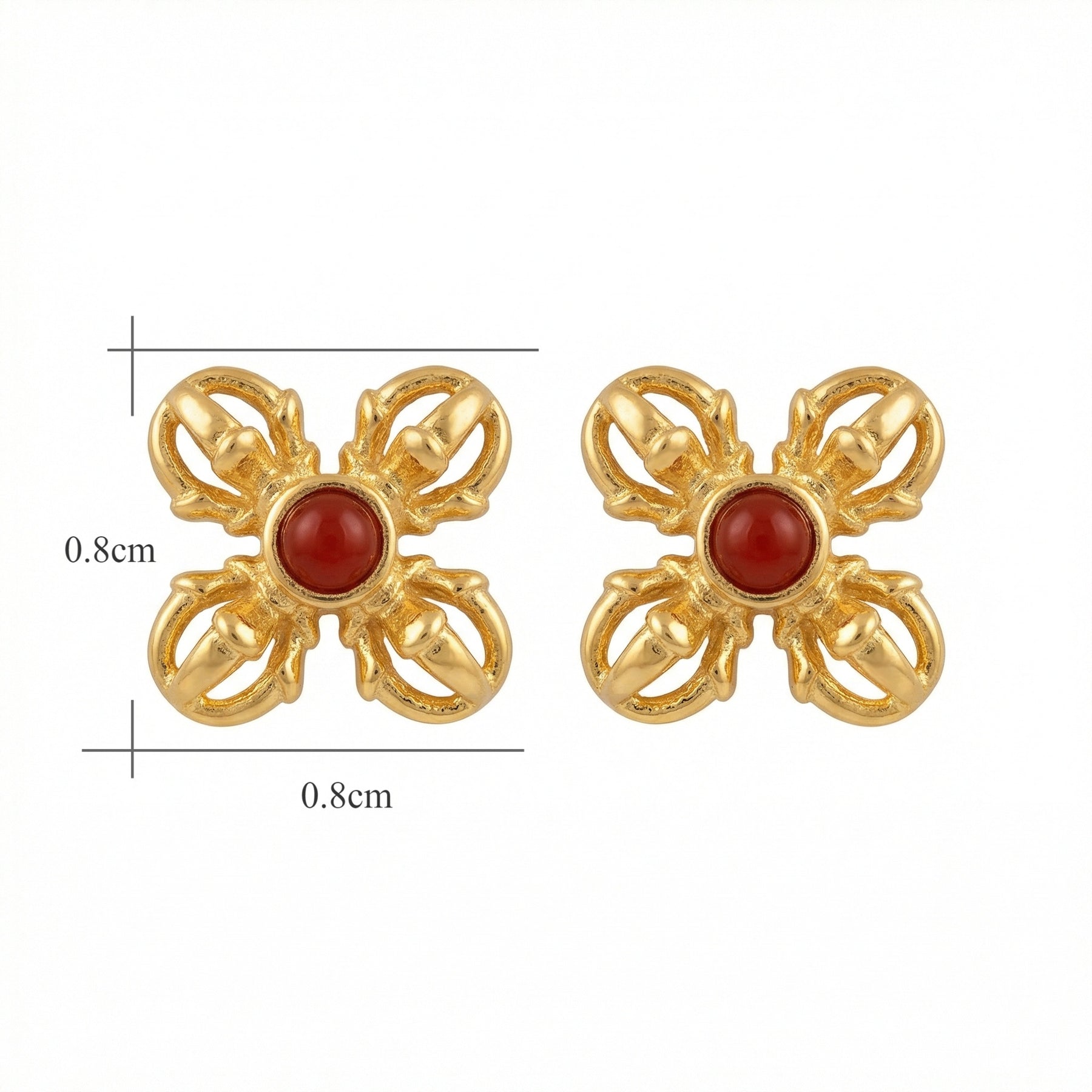 Gilded Double Vajra Stud Earrings – sterling silver earrings, front view