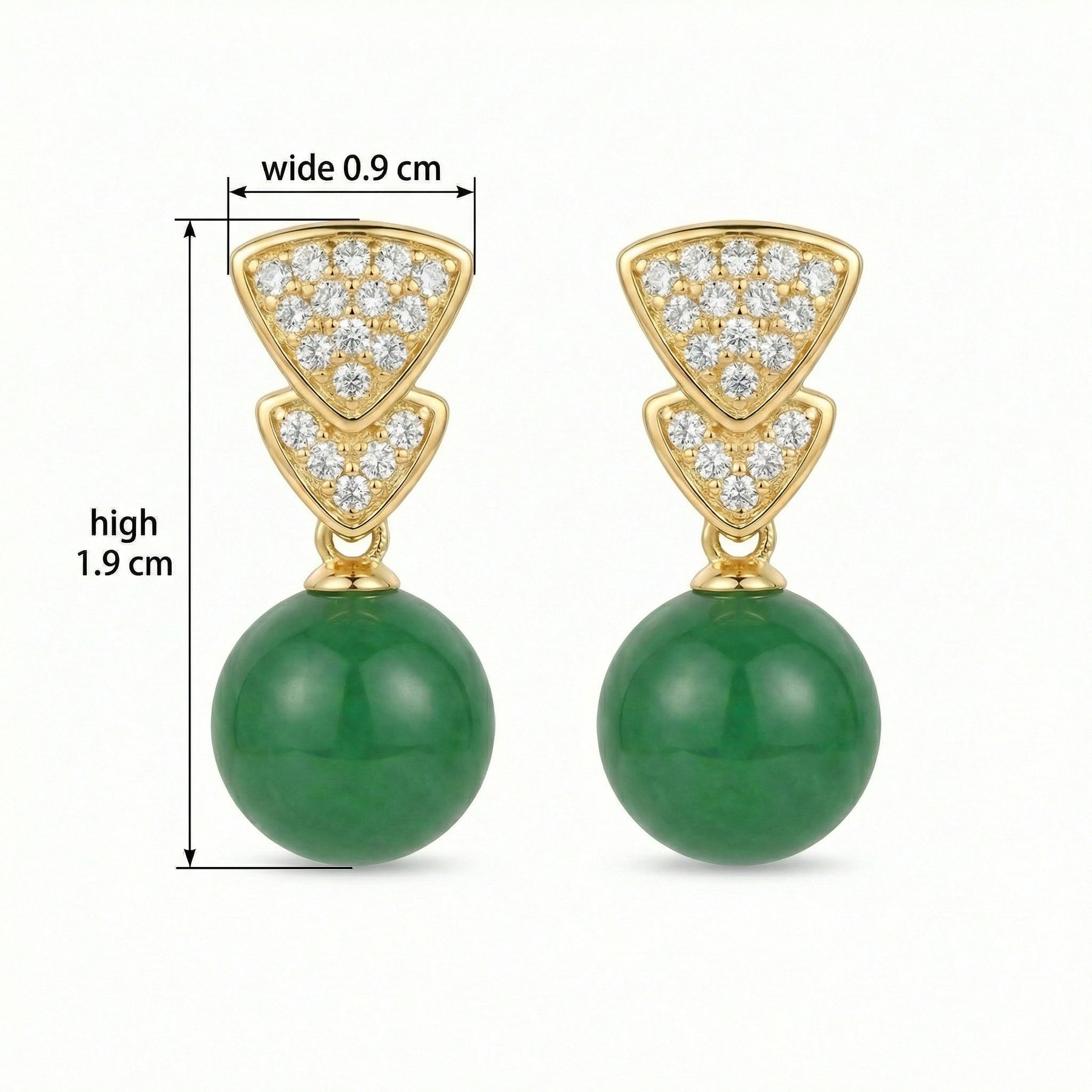 Geometric Green Sphere Drop Earrings – sterling silver earrings