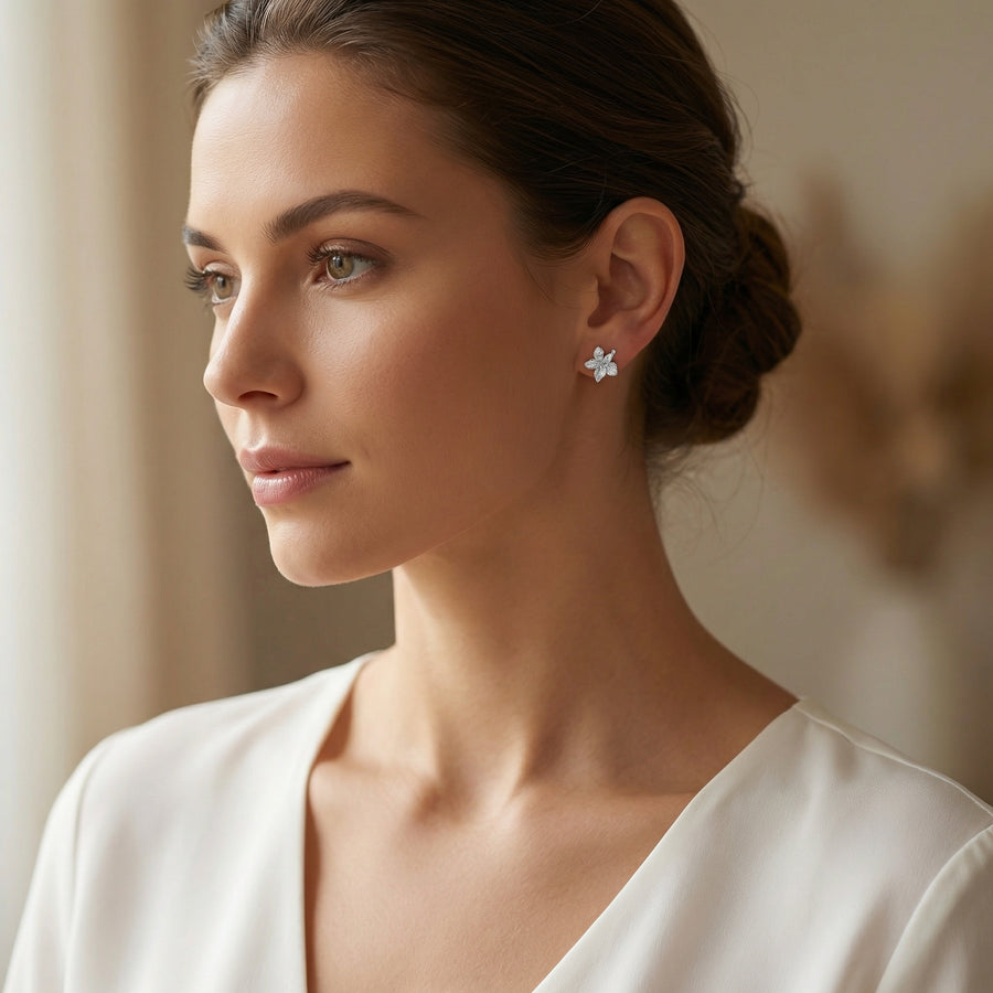 Hibiscus Flower Stud Earrings – sterling silver earrings