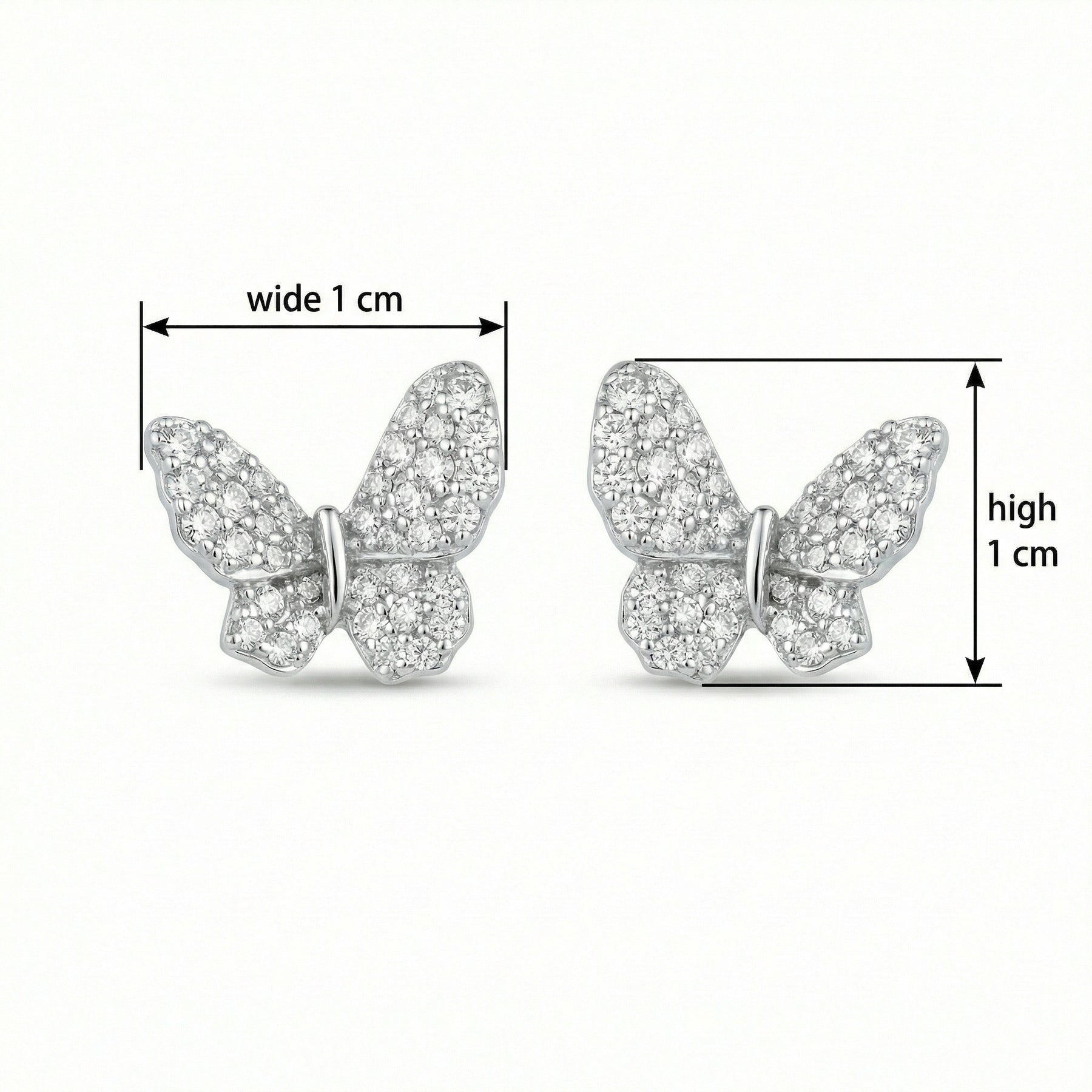 Pavé-Set Butterfly Stud Earrings – sterling silver earrings, front view
