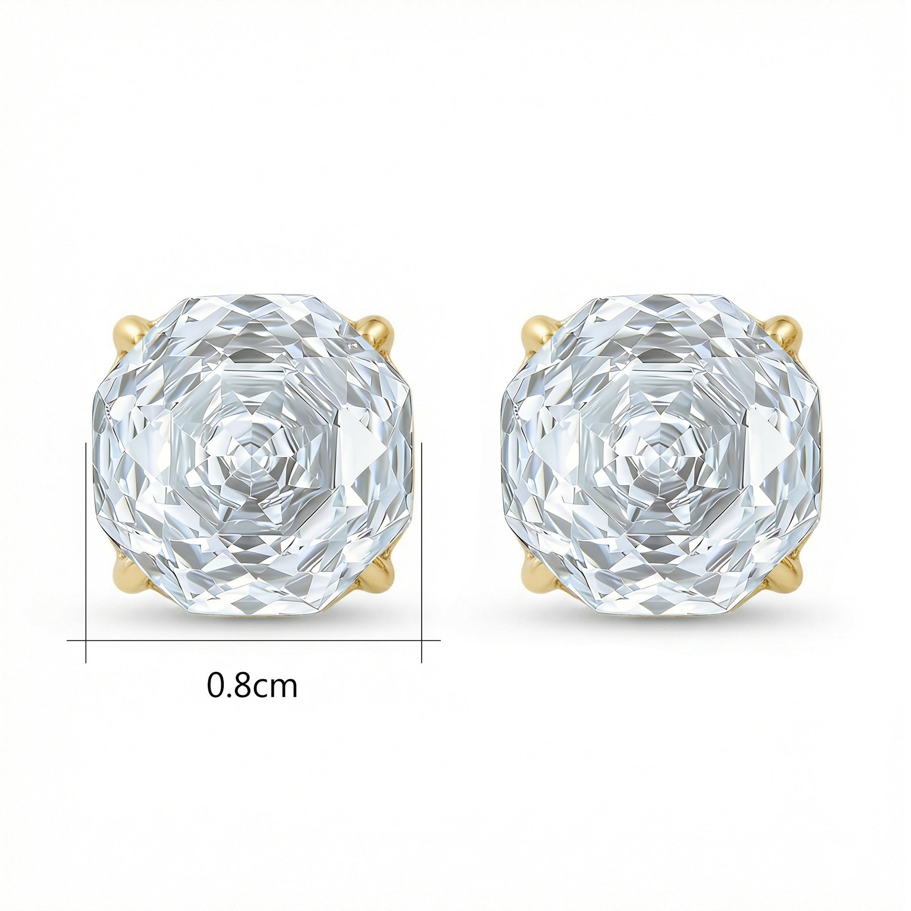 Asscher-Cut Stud Earrings – sterling silver earrings, side detail