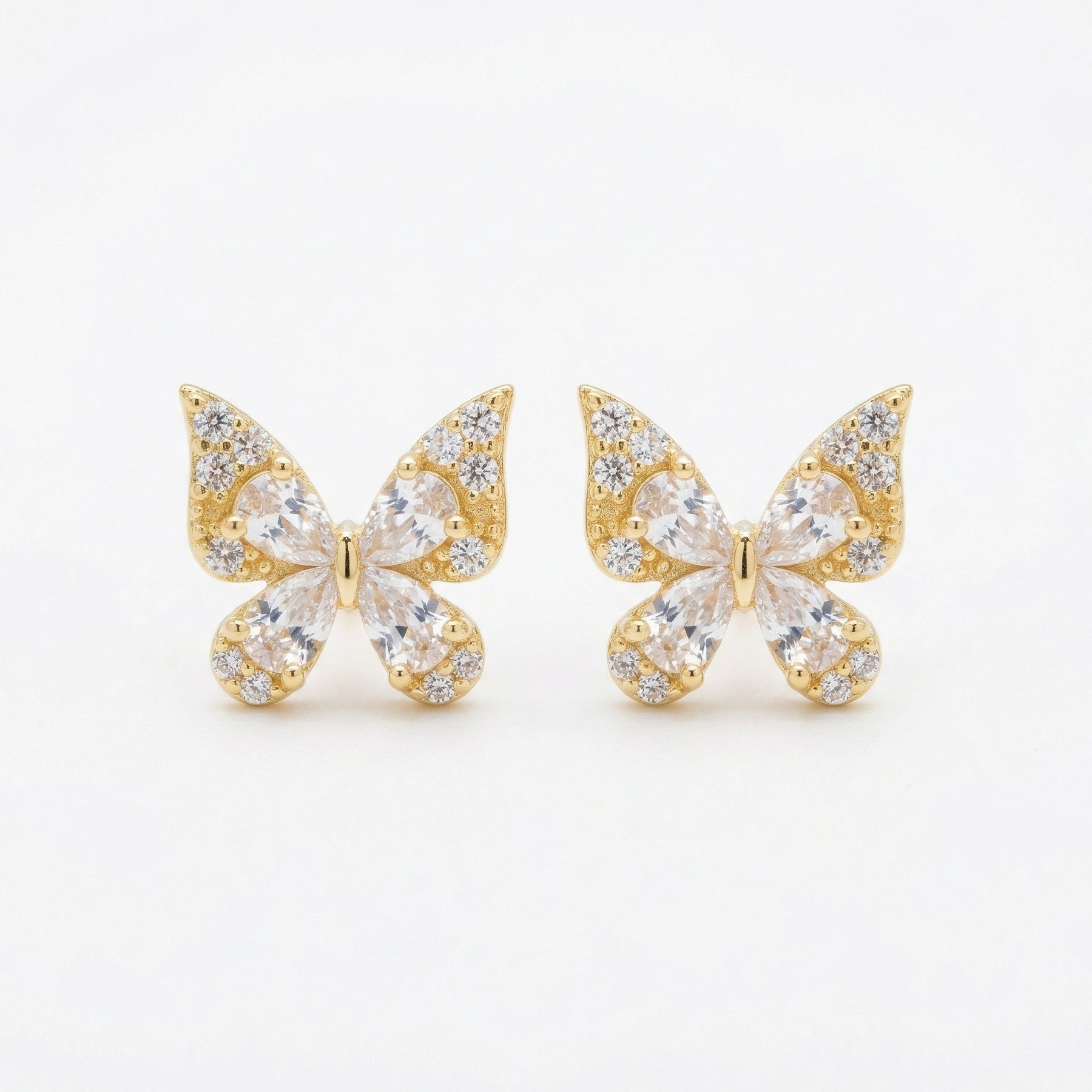 Crystal Butterfly Studs, Mixed Cuts – crystal earrings, front view