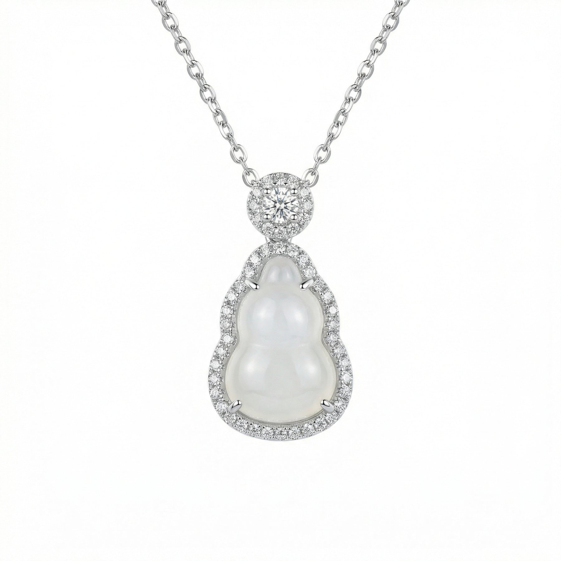 White Gemstone Gourd Necklace – jade necklace