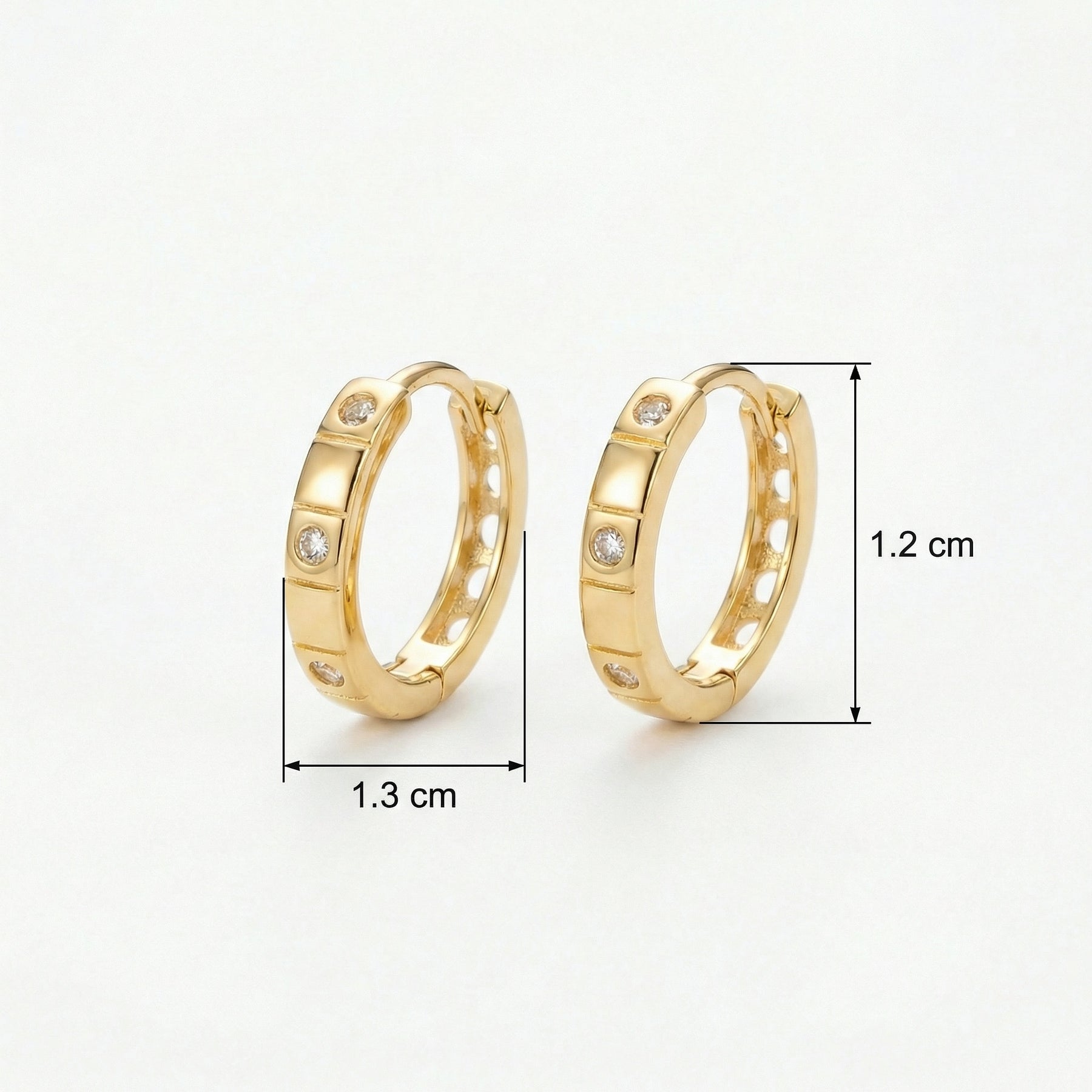 Textured Geometric Huggie Hoops – sterling silver earrings, side detail