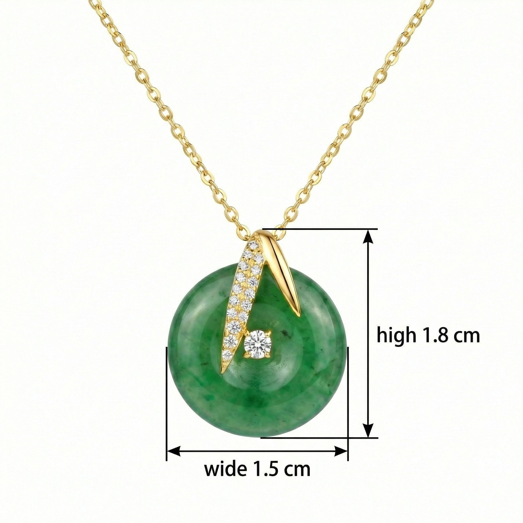Green Jade Pi Disc Necklace – jade necklace, side detail
