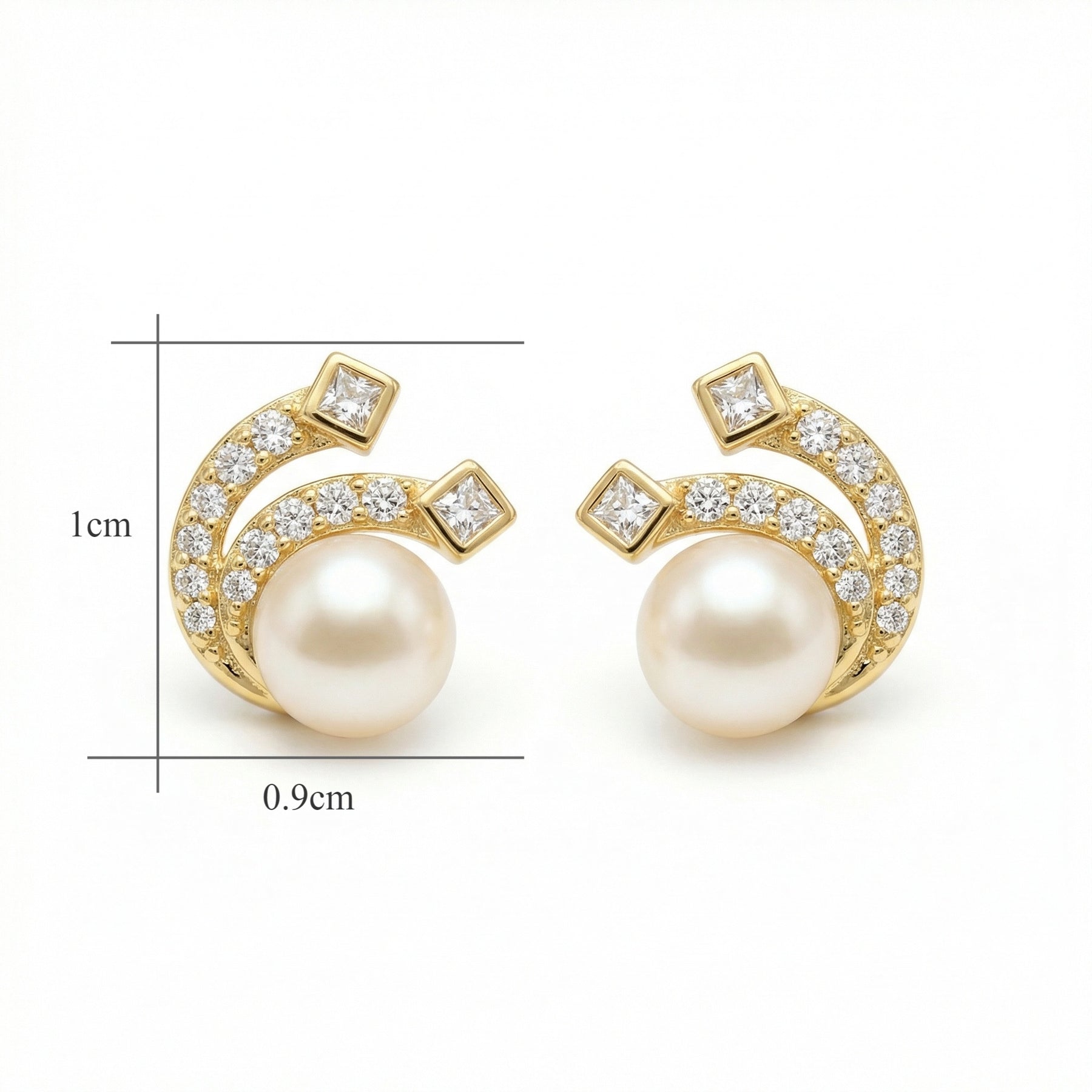 Pearl Swirl Stud Earrings, Lustrous – pearl earrings, front view