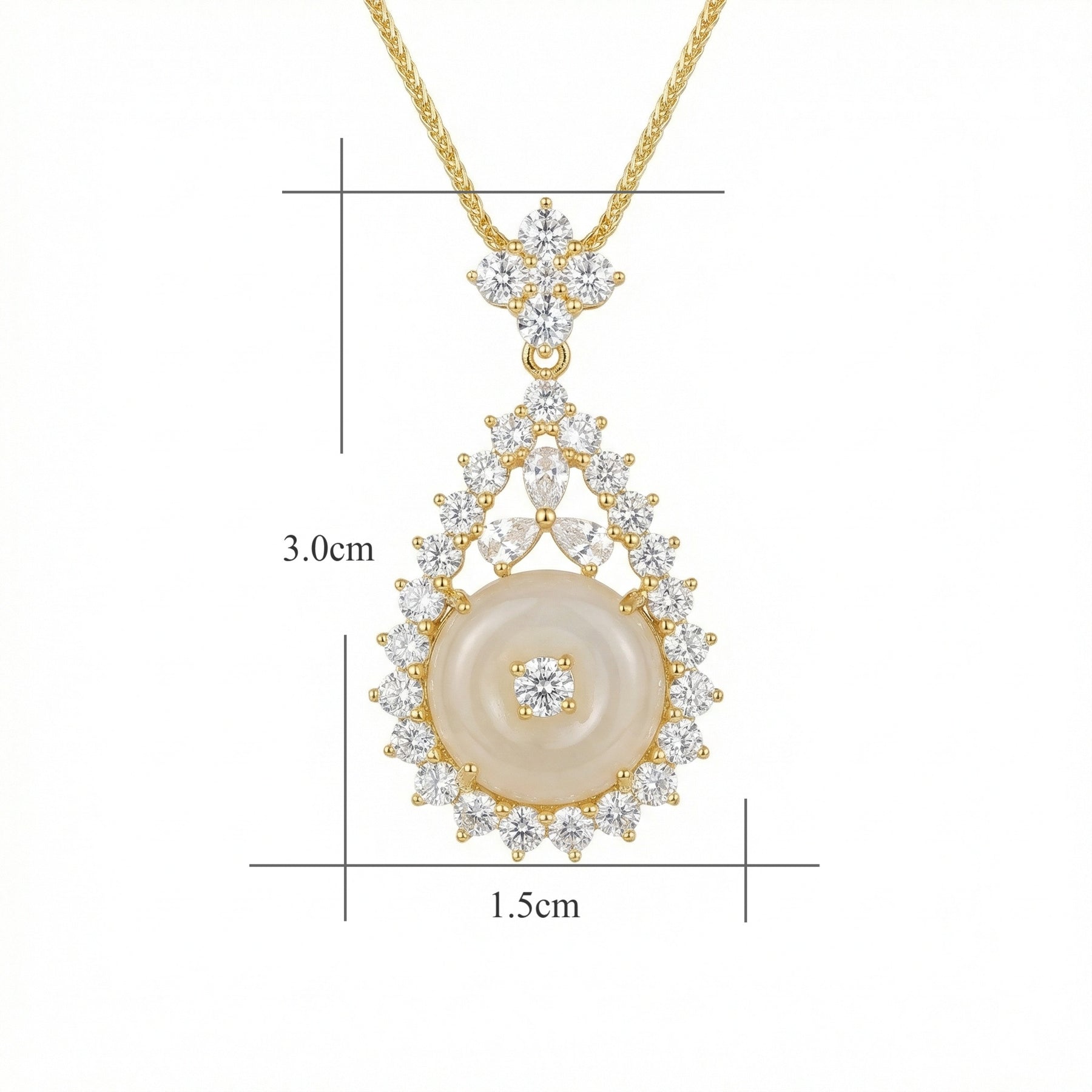Halo Teardrop Pendant Necklace – sterling silver necklace, close-up