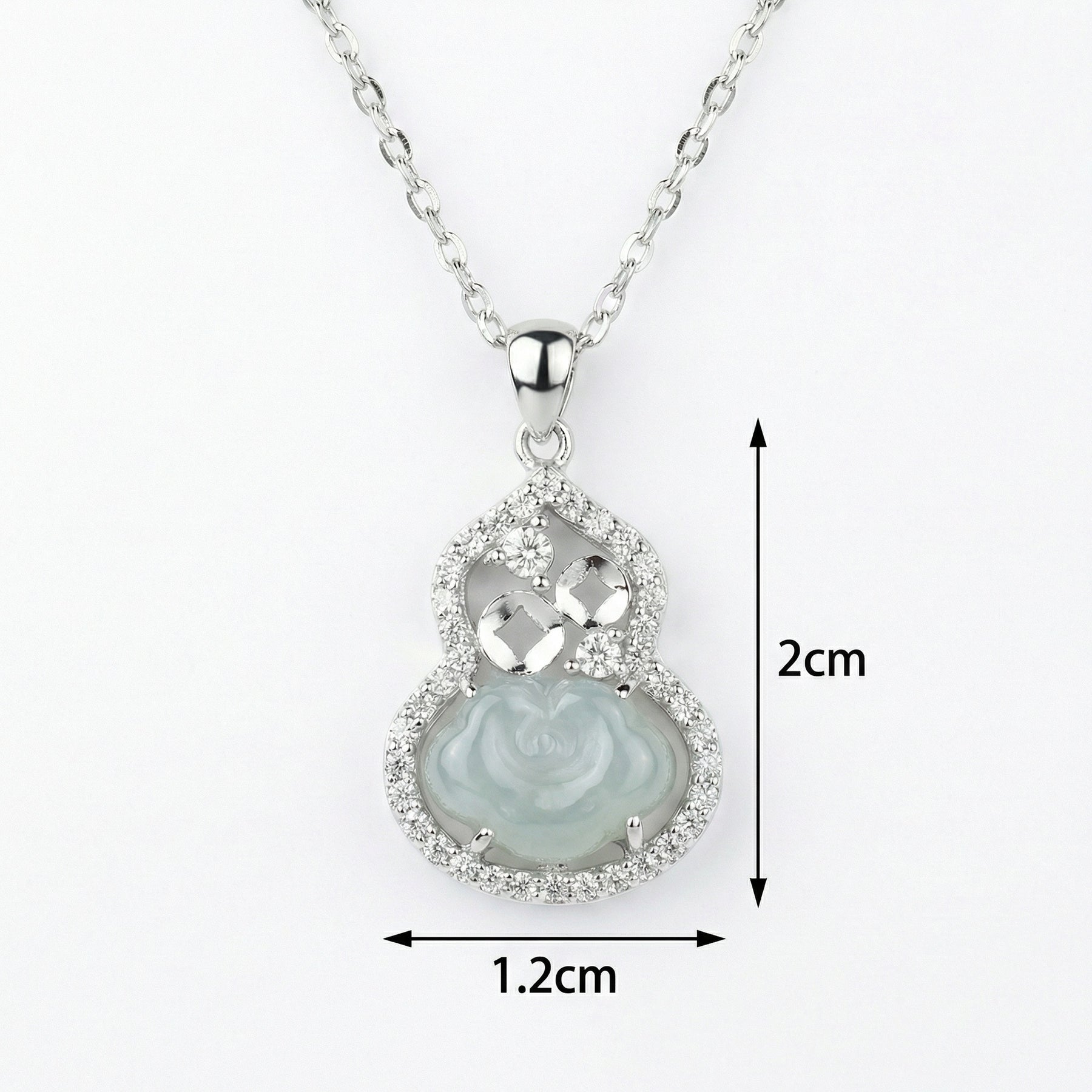 Jade Gourd Rose Pendant Necklace – jade necklace, front view