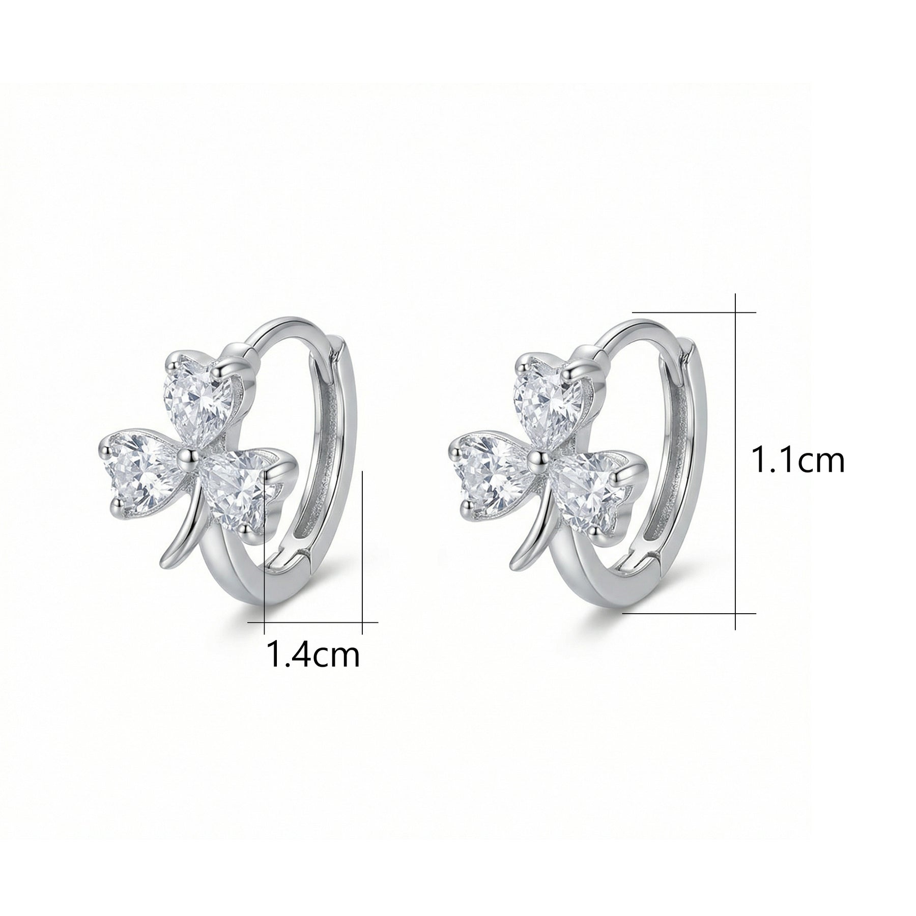 Heart Clover Silver Hoop Earrings – sterling silver earrings
