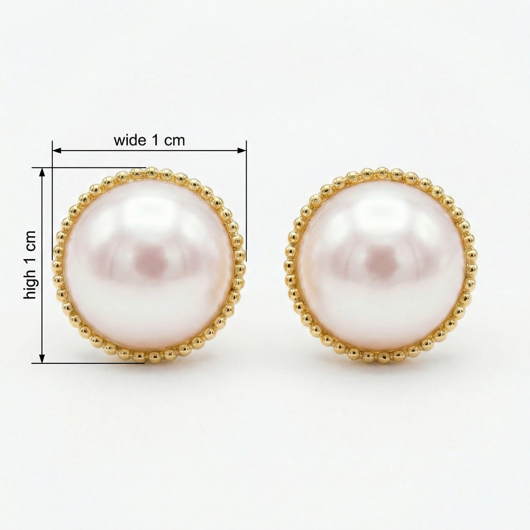 Pink Pearl Milgrain Stud Earrings – pearl earrings, side detail