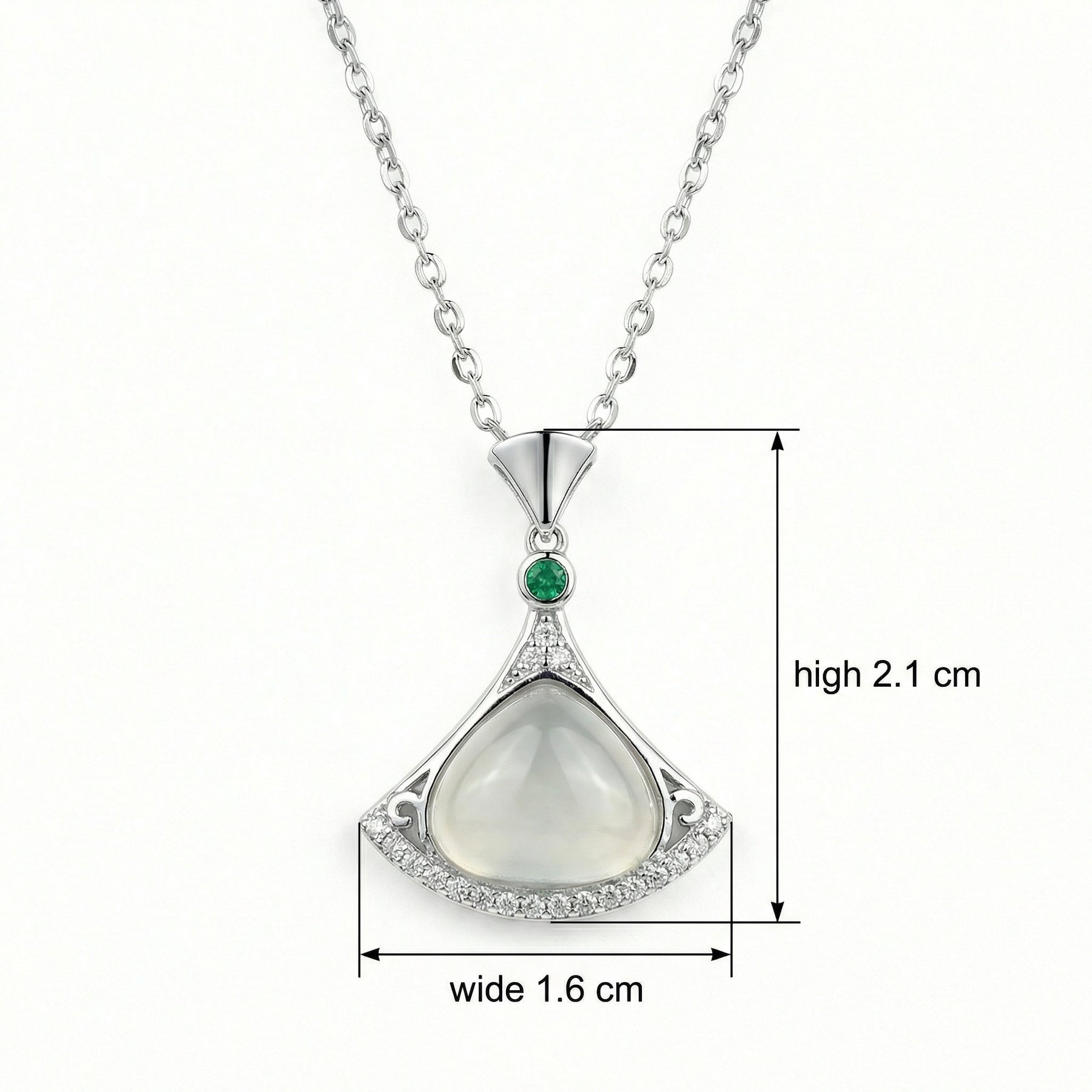 Fan-Shaped Moonstone Green stone Necklace – green stone necklace