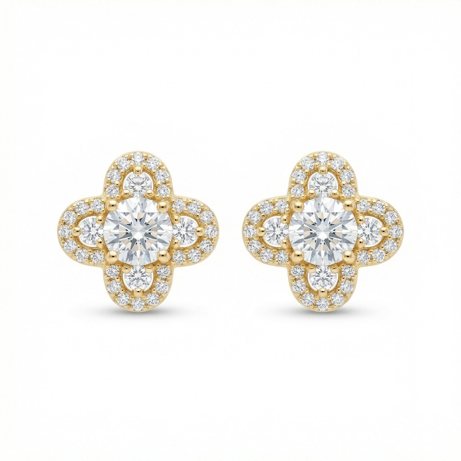 Quatrefoil Sparkling stone Halo Stud Earrings – sterling silver earrings
