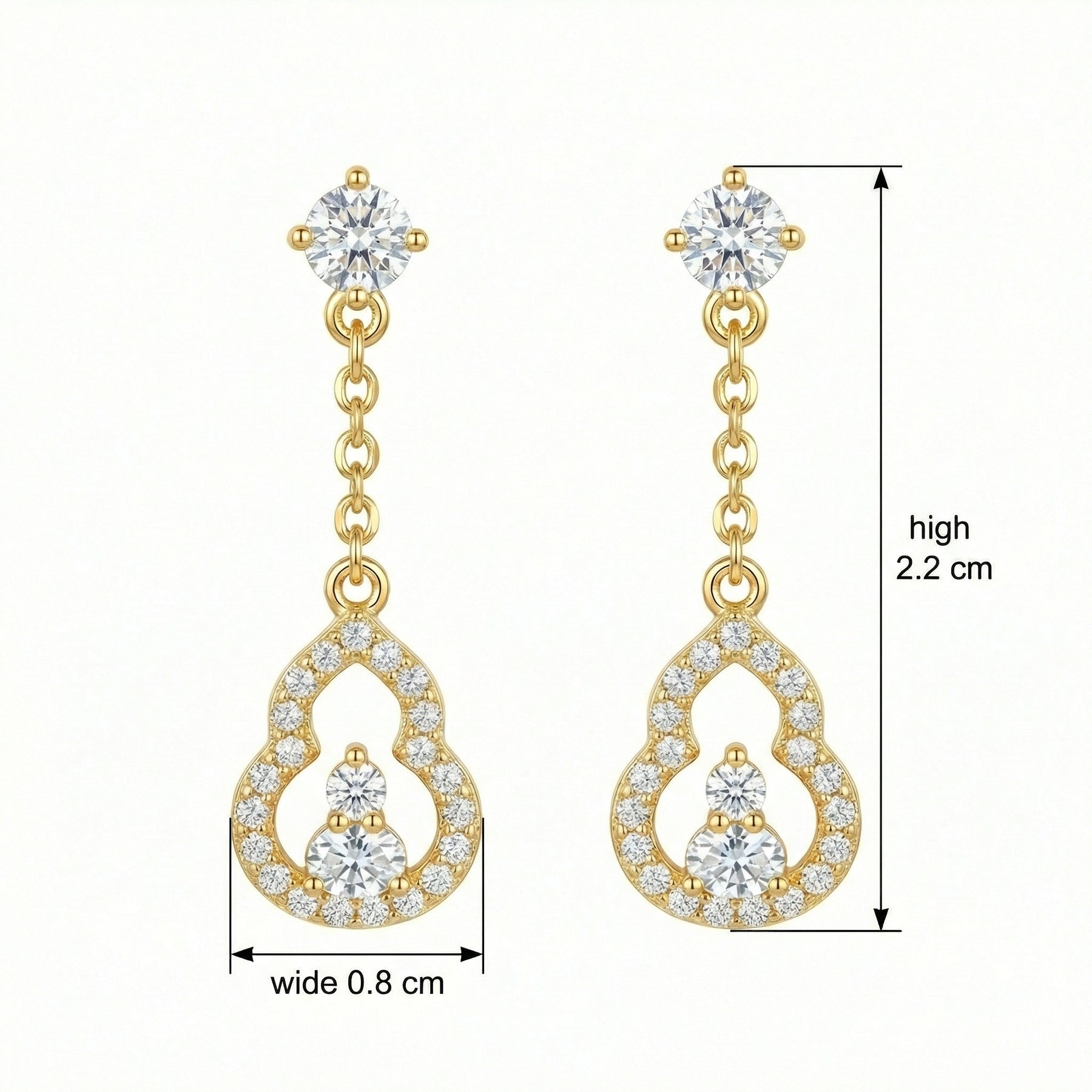 Sparkling Gourd Drop Earrings – sterling silver earrings, side detail