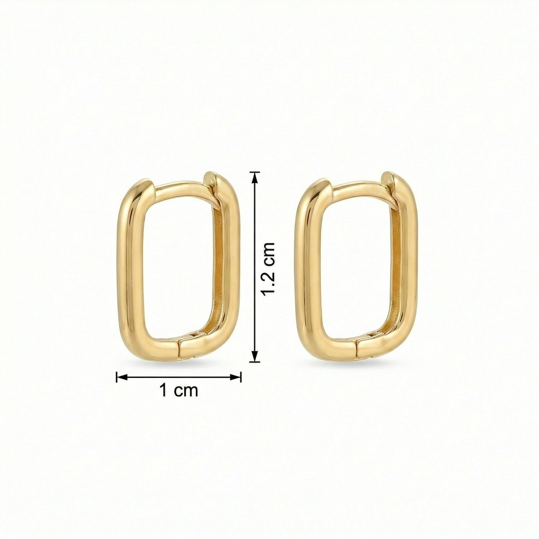 Sleek Rectangular Huggie Hoop Earrings – sterling silver earrings, side detail