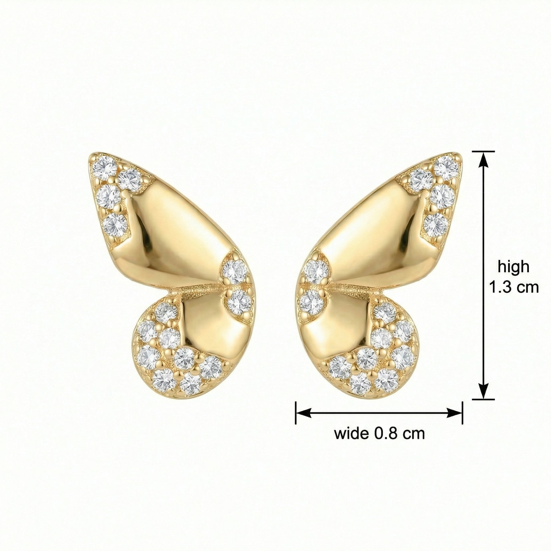 Radiant Butterfly Wing Stud Earrings – sterling silver earrings, side detail