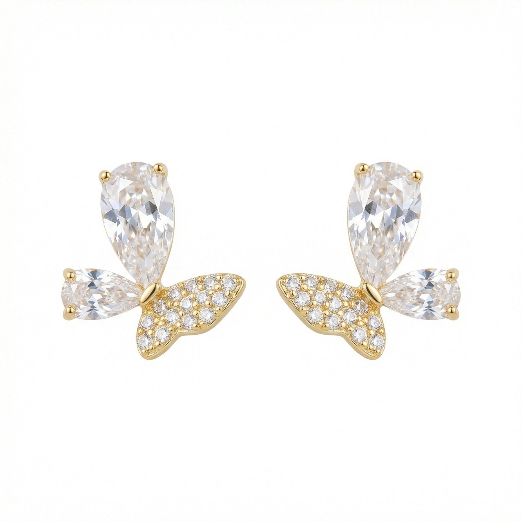 Butterfly Studs, Pear-Cut and Pavé – sterling silver earrings