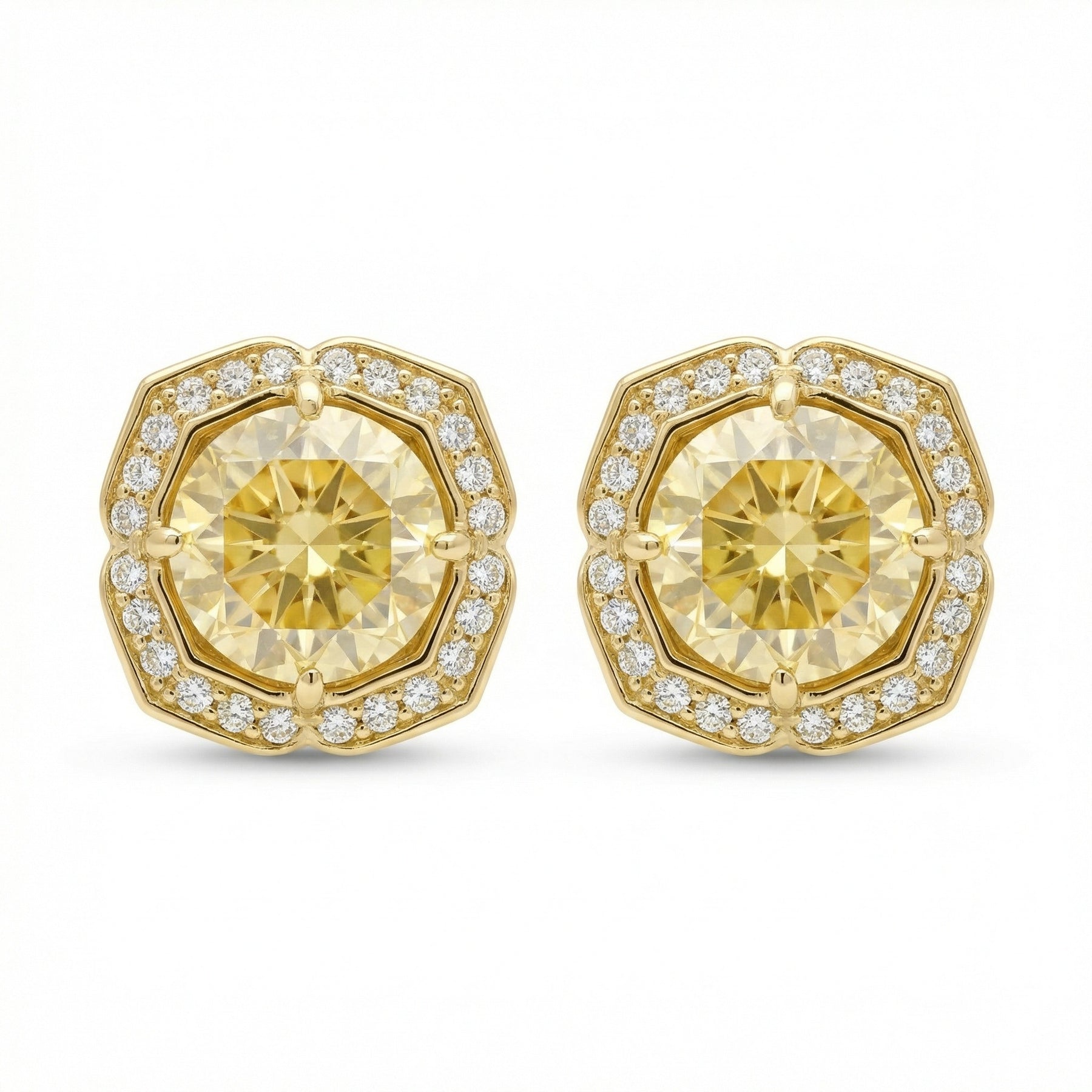 Canary Octagonal Halo Stud Earrings – sterling silver earrings