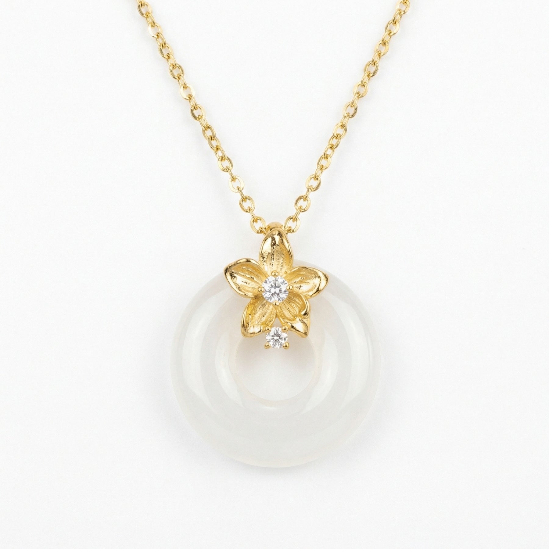Floral Blossom Circle Pendant Necklace – sterling silver necklace