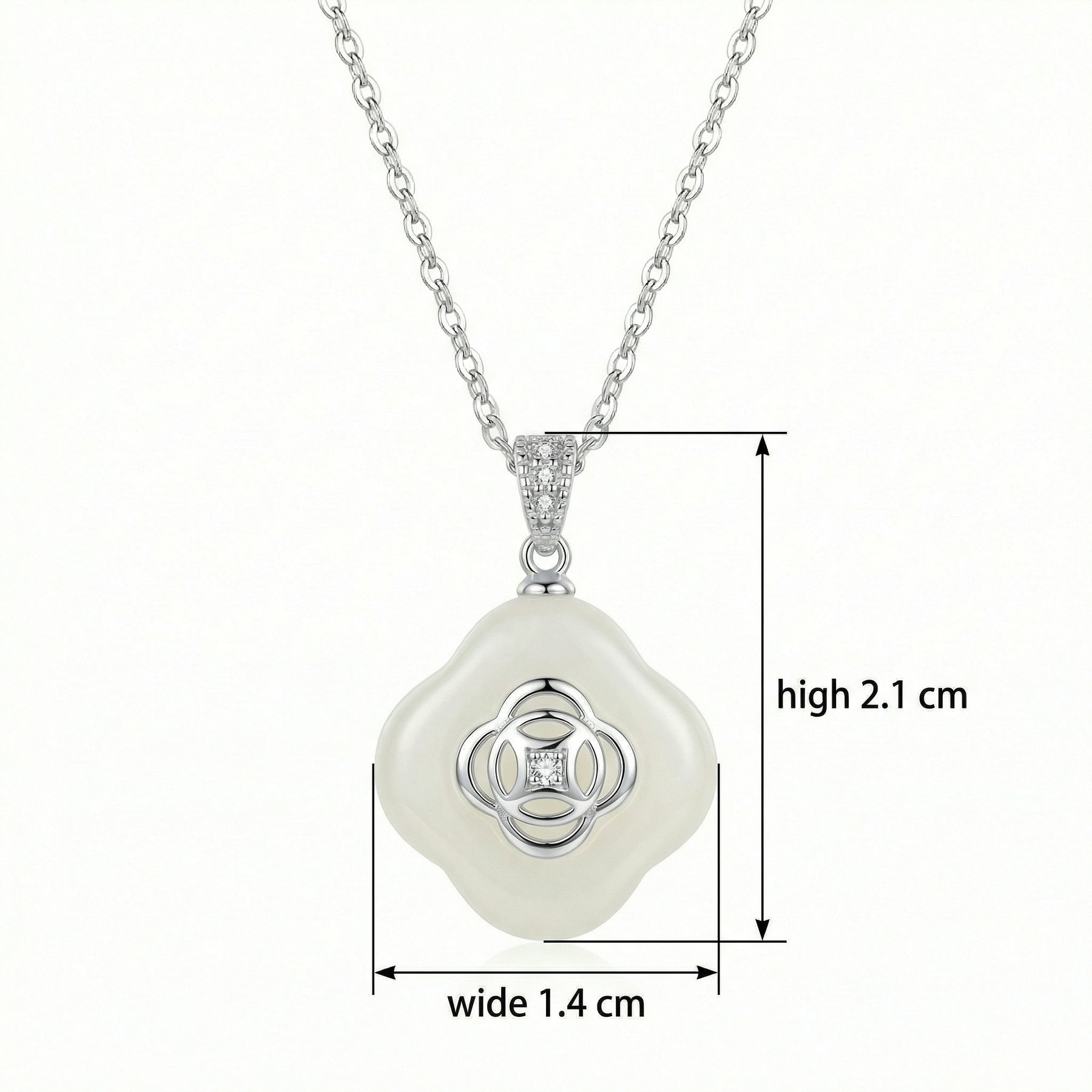 Sparkling stone Flower Pearl Pendant Necklace – pearl necklace, side detail
