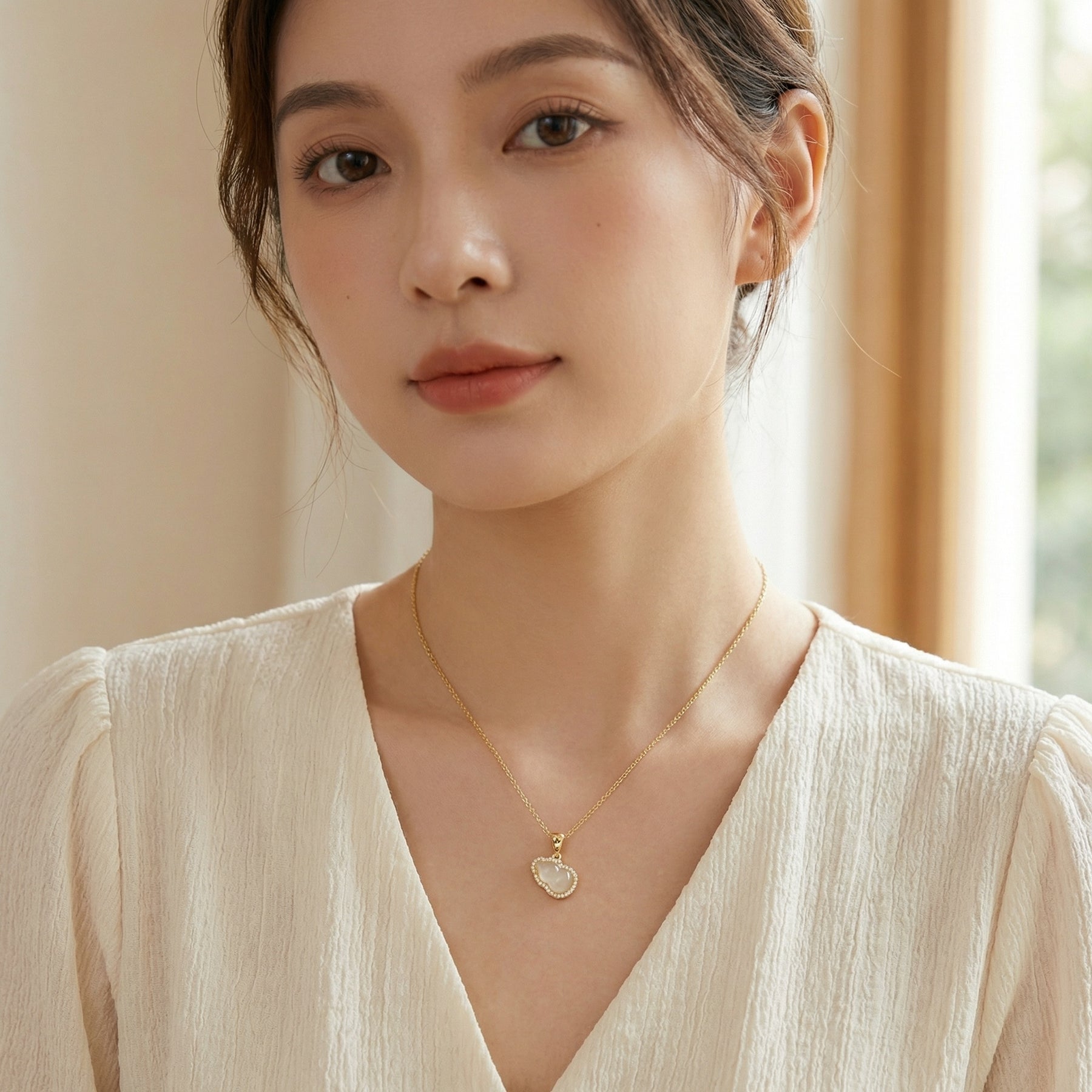 Hulu Gourd Halo Pendant Necklace – sterling silver necklace
