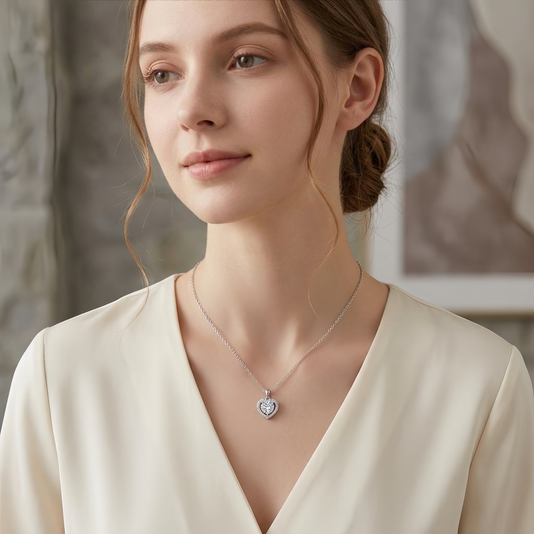 Heart-Shaped Pendant Necklace – sterling silver necklace