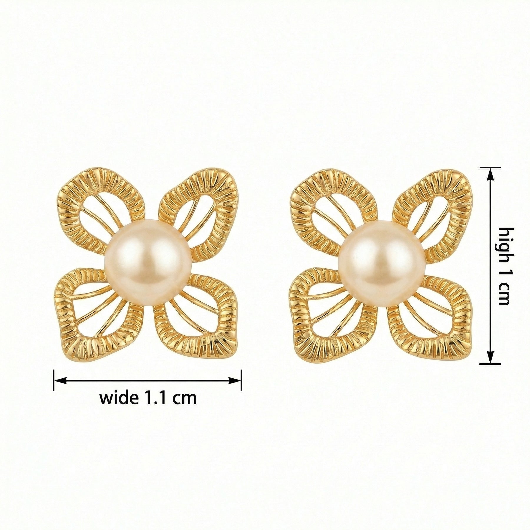 Pearl and Textured Floral Studs – pearl earrings