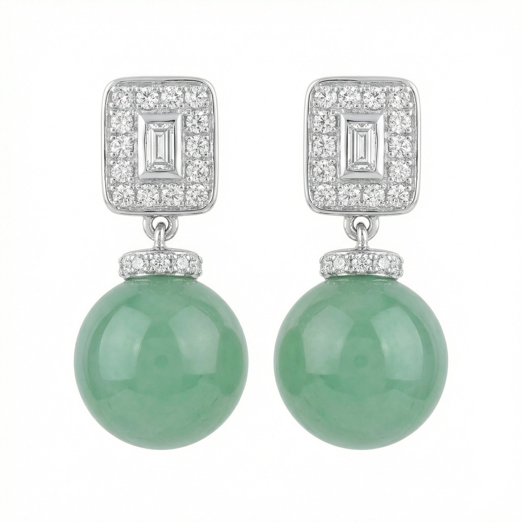 Art Deco Jadeite Orb Drop Earrings – jade earrings