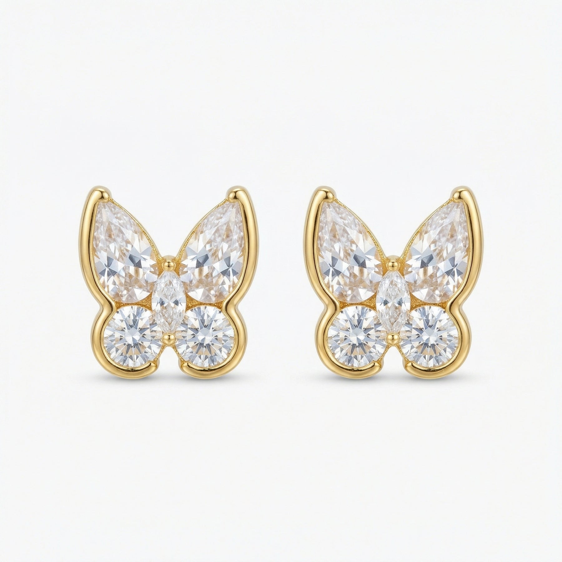 Butterfly Studs, Marquise and Pear – sterling silver earrings, close-up