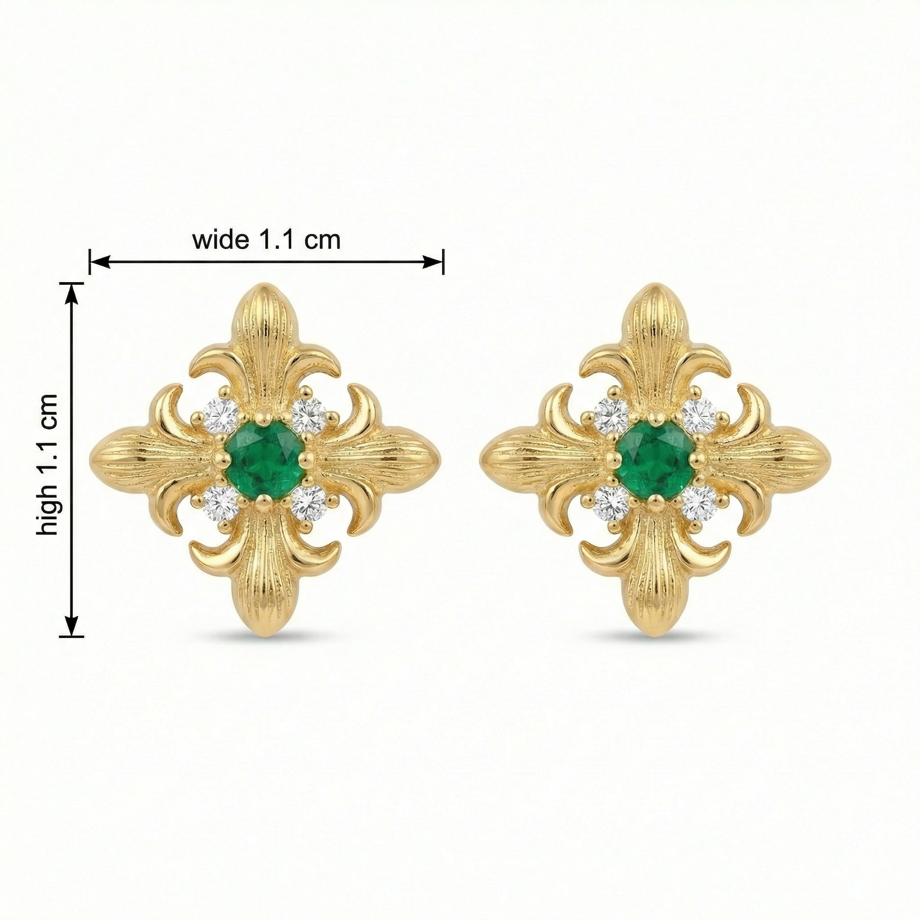 Fleur-de-lis Green stone Stud Earrings – green stone earrings