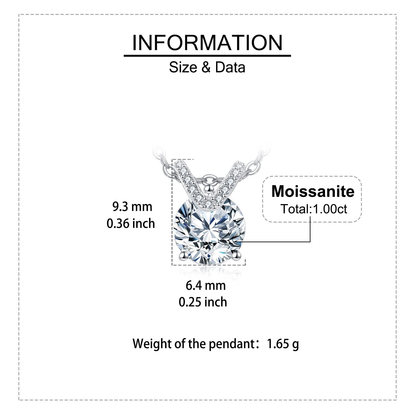 Solitaire Sparkling stone V-Chain Necklace – sparkling stone necklace, front view