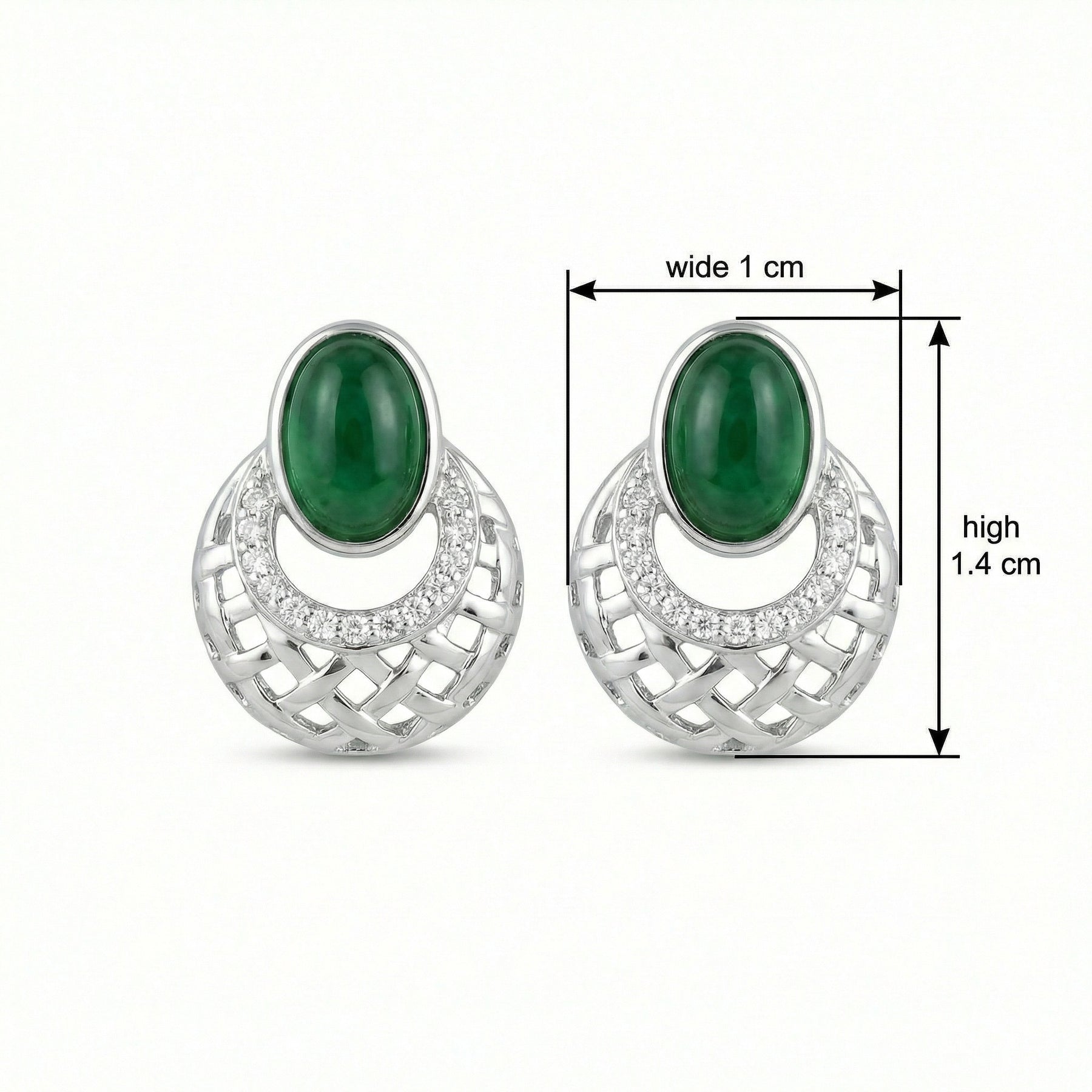 Green Jade Lattice Drop Earrings – jade earrings, close-up