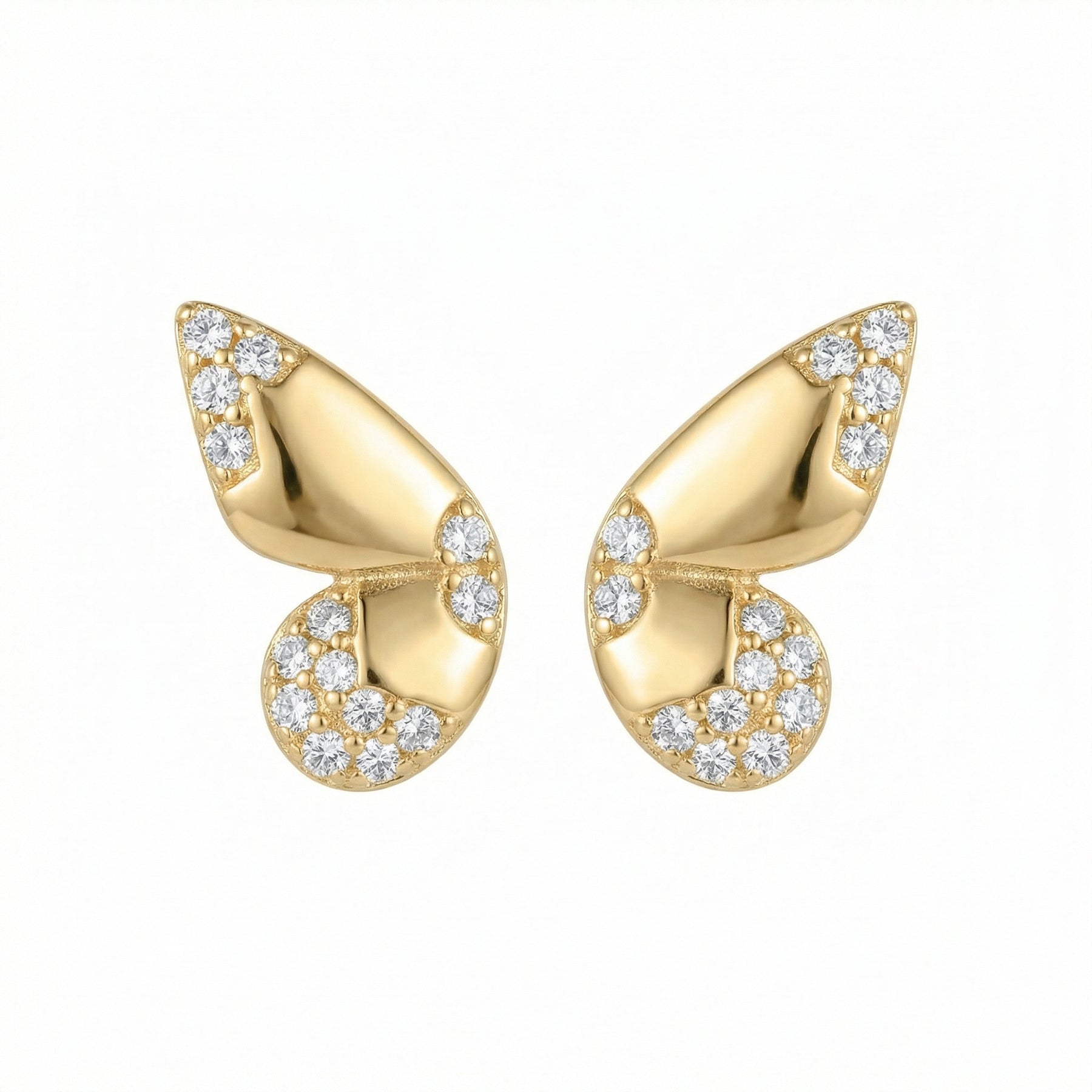 Radiant Butterfly Wing Stud Earrings – sterling silver earrings, front view