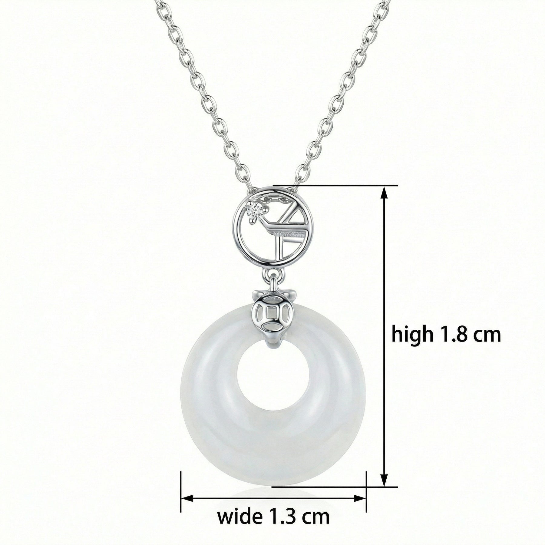 White Jade Peace Buckle Necklace – jade necklace, front view