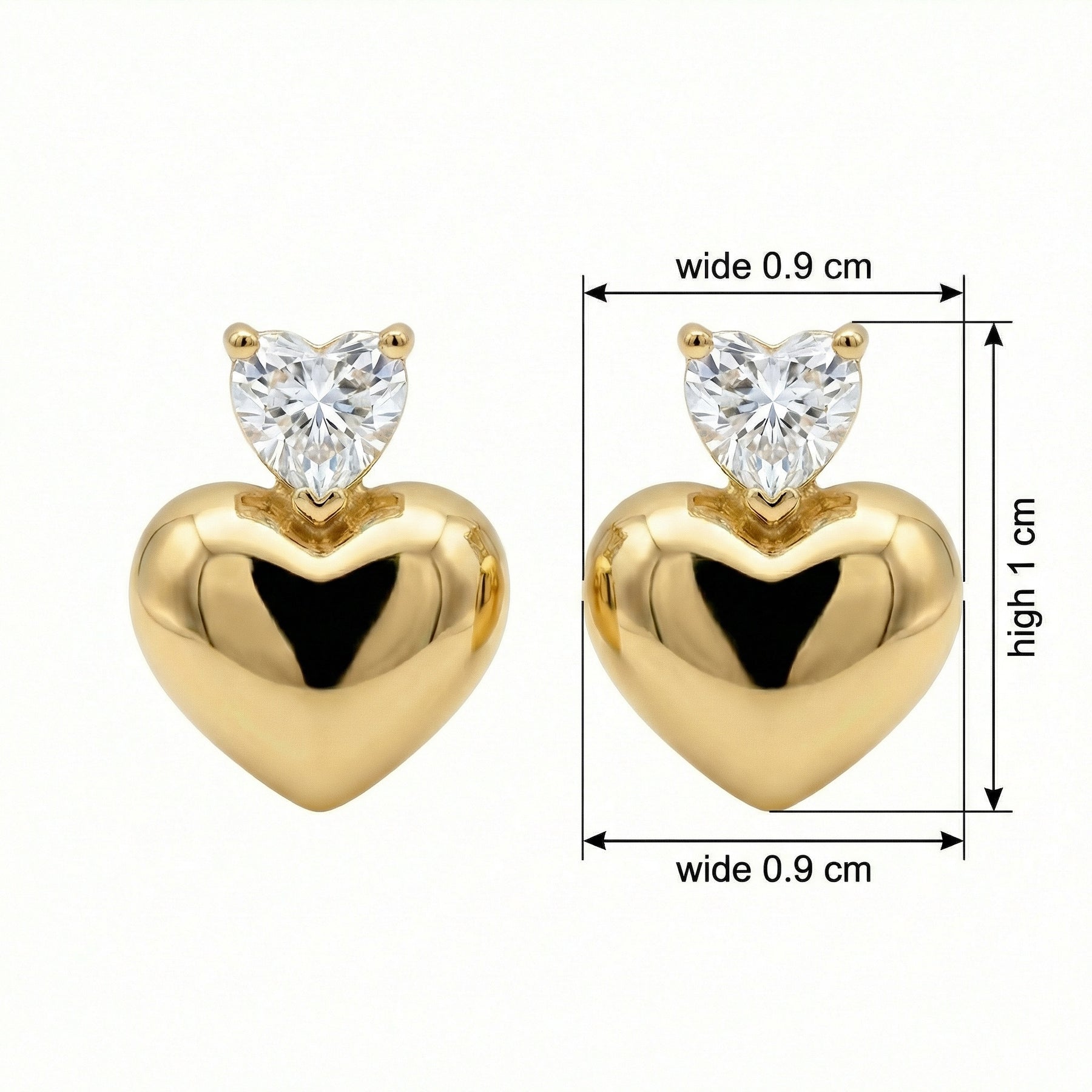 Double Heart Stud Earrings – sterling silver earrings, front view