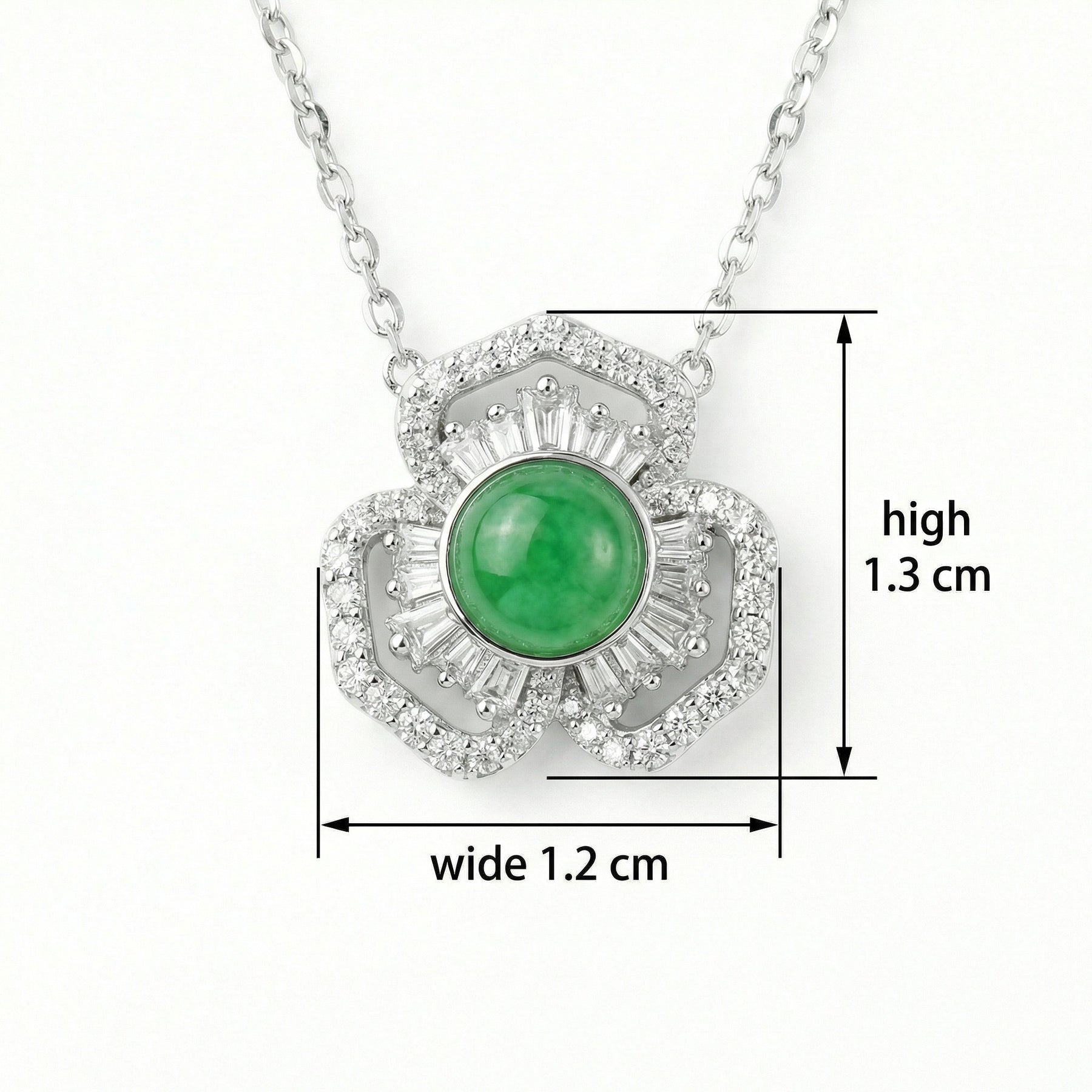 Green Jadeite Floral Halo Necklace – jade necklace, front view