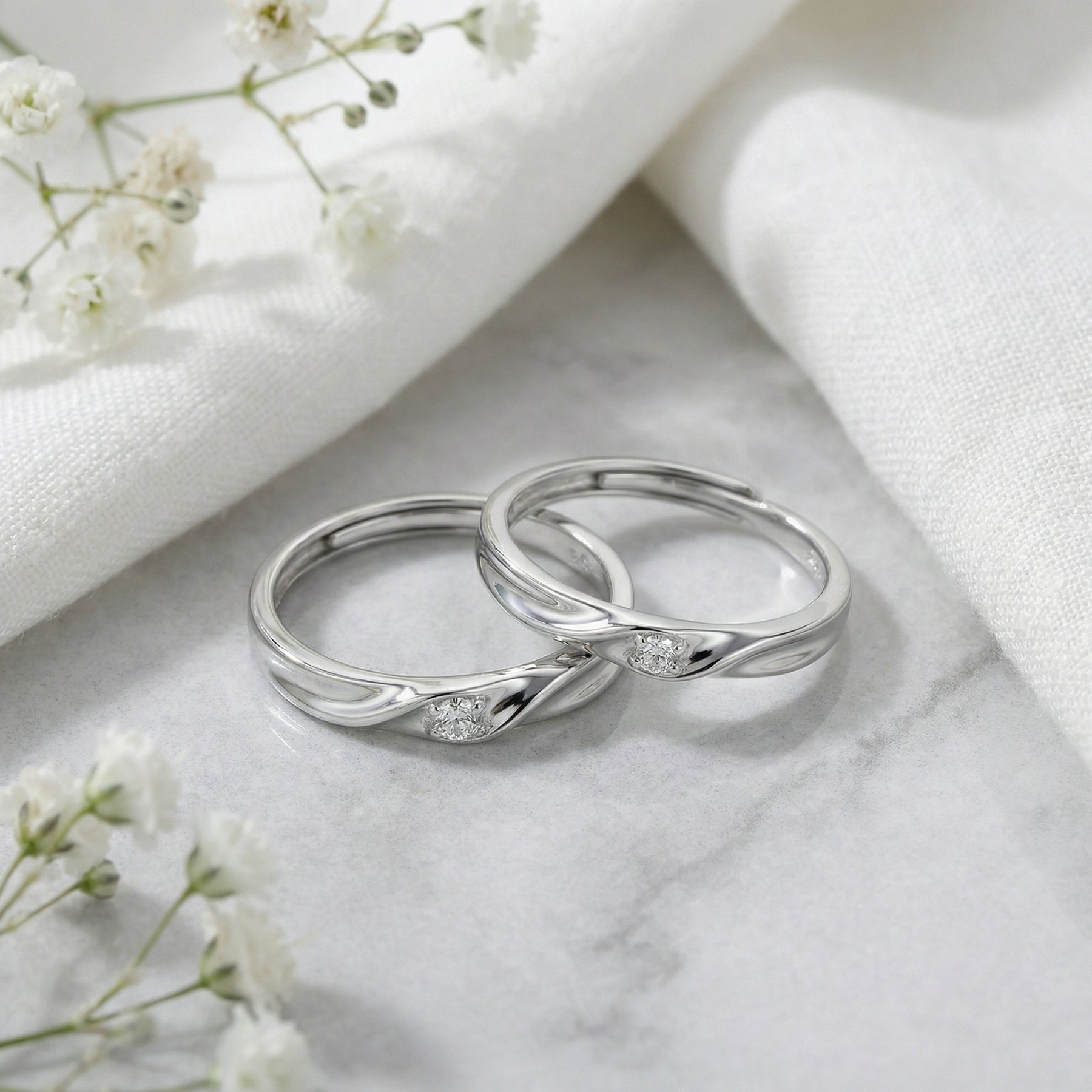 Twisted Silver Couple Rings – sterling silver ring, side detail